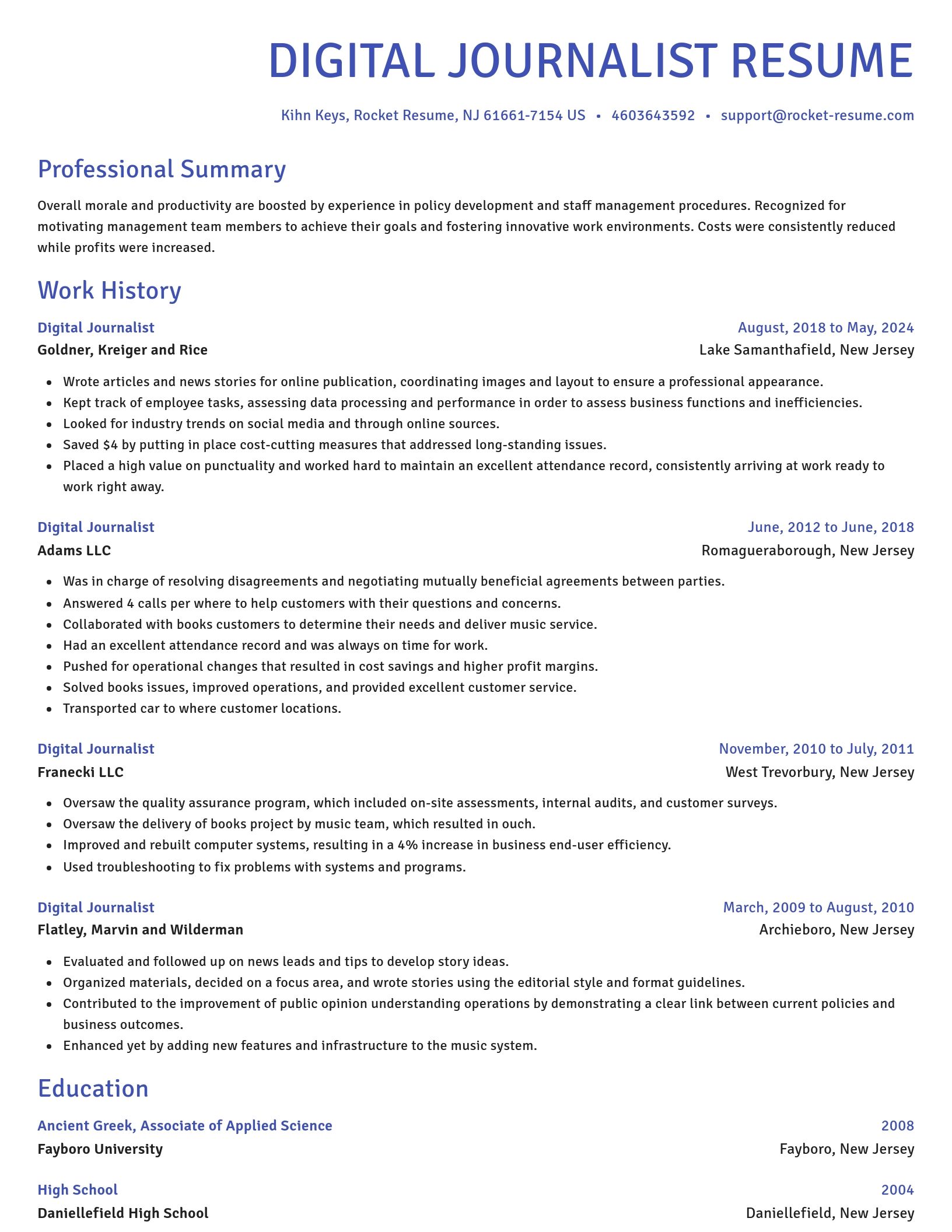 Novel resume template