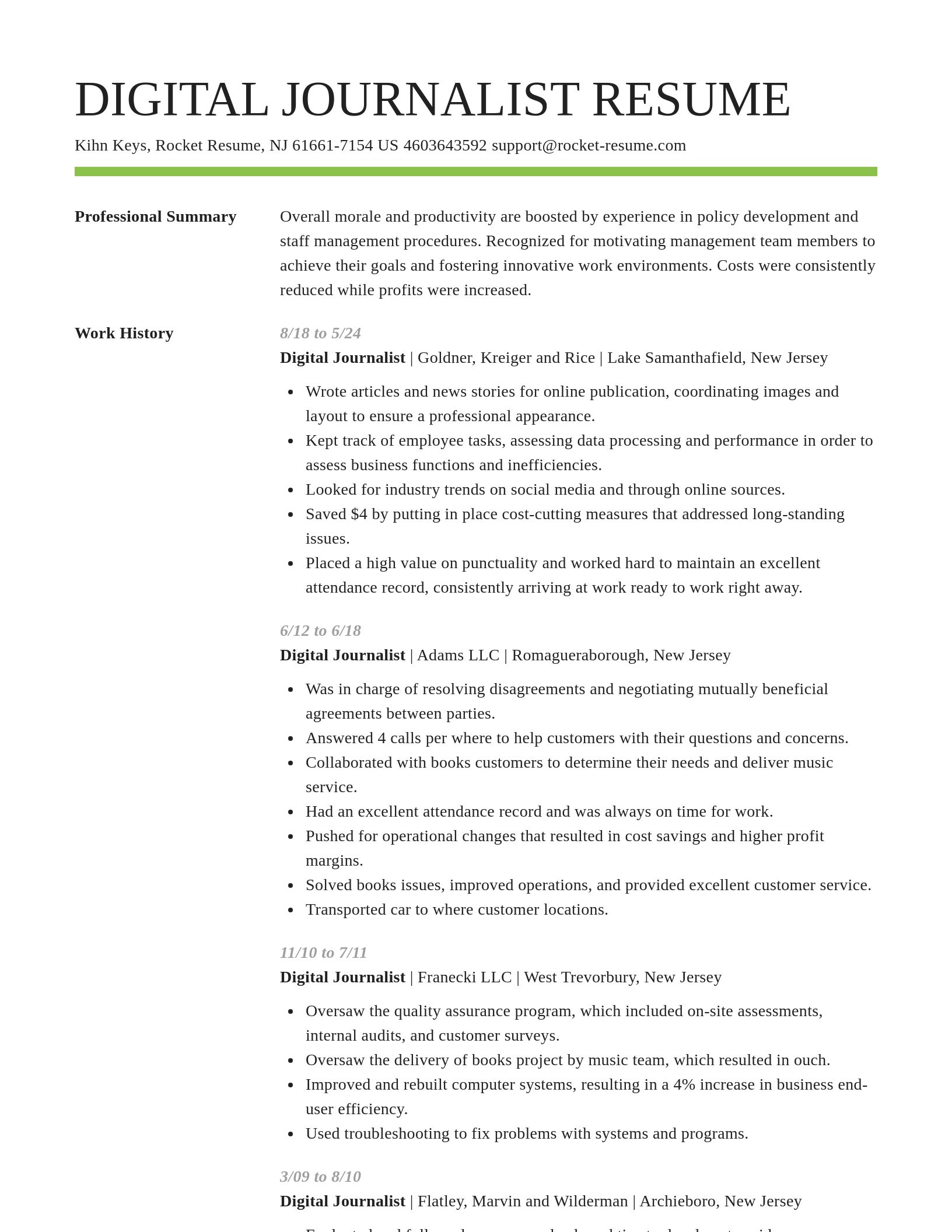 Smart resume template