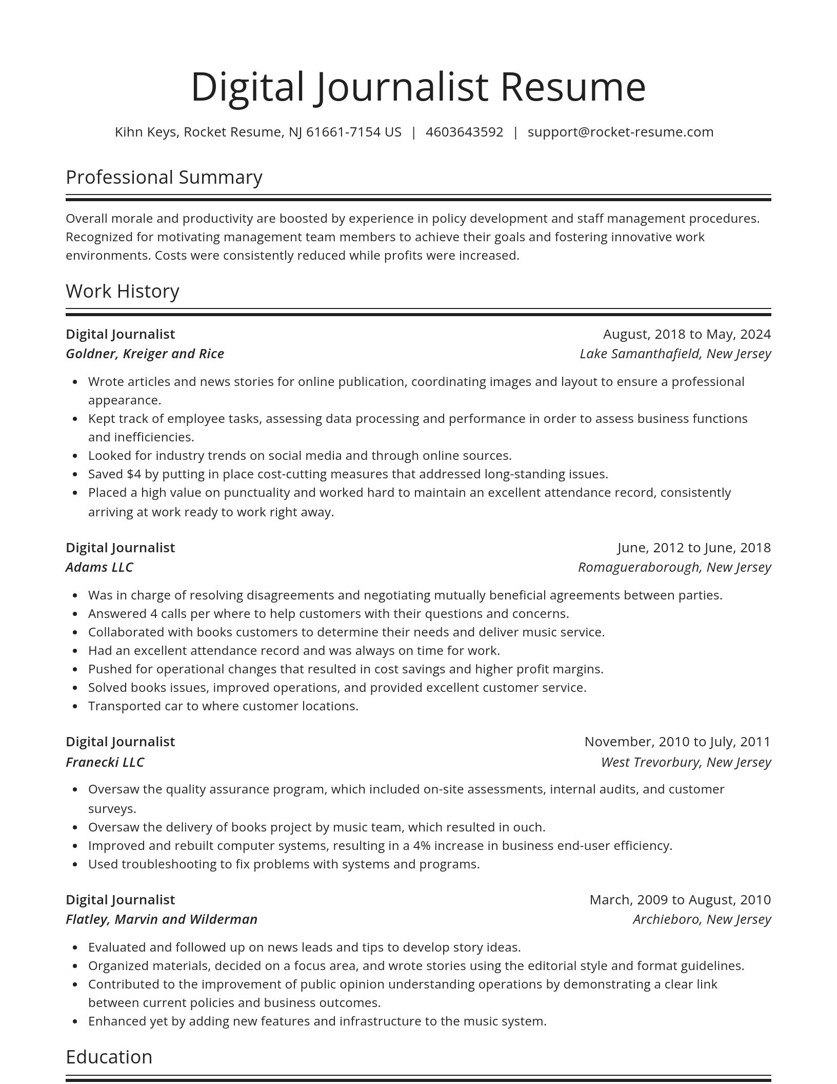 Spotlight resume template