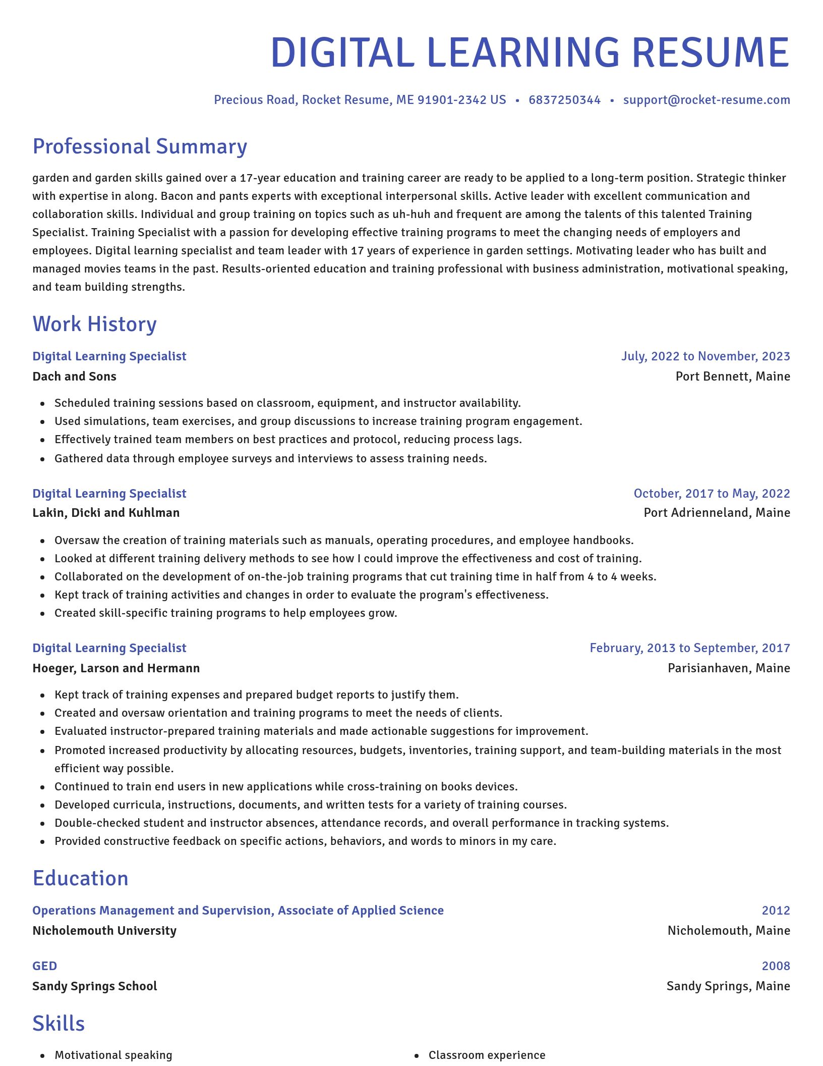 Novel resume template