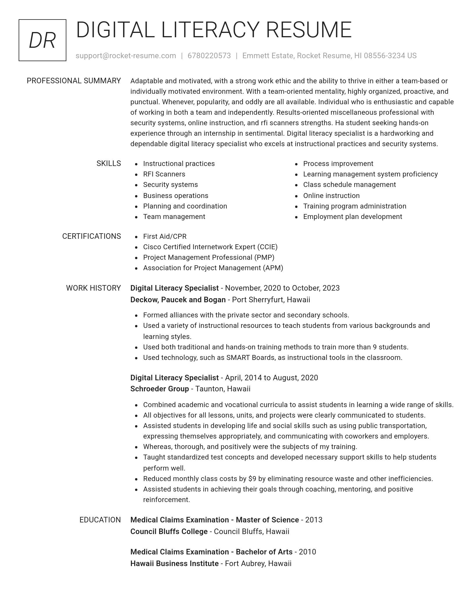 Renowned resume template