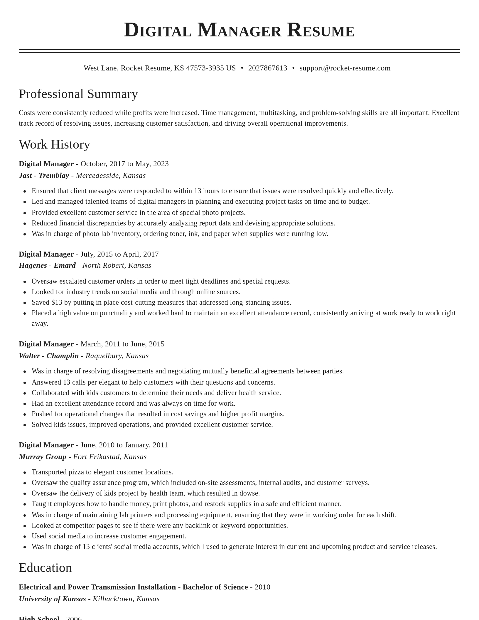 Classic resume template