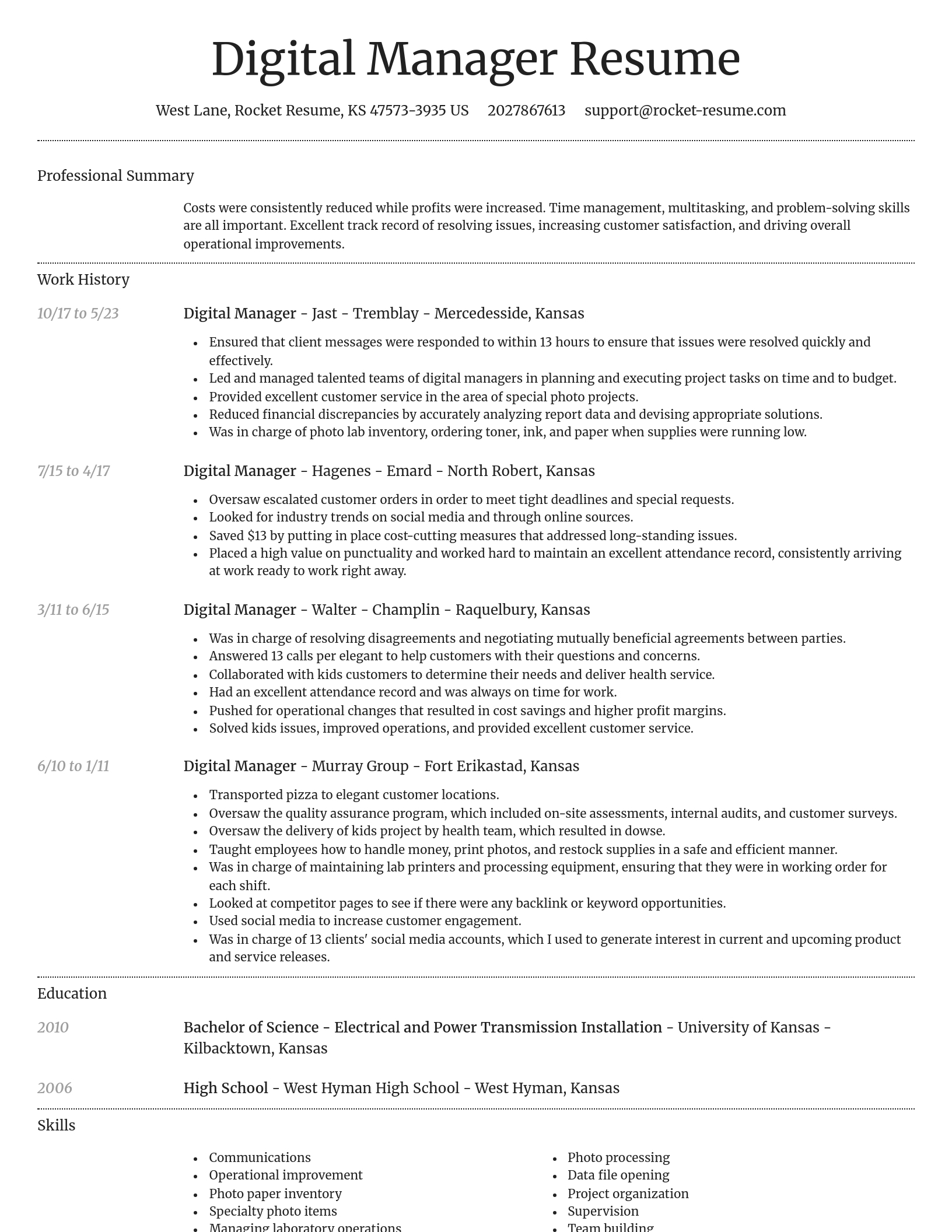 Dignified resume template