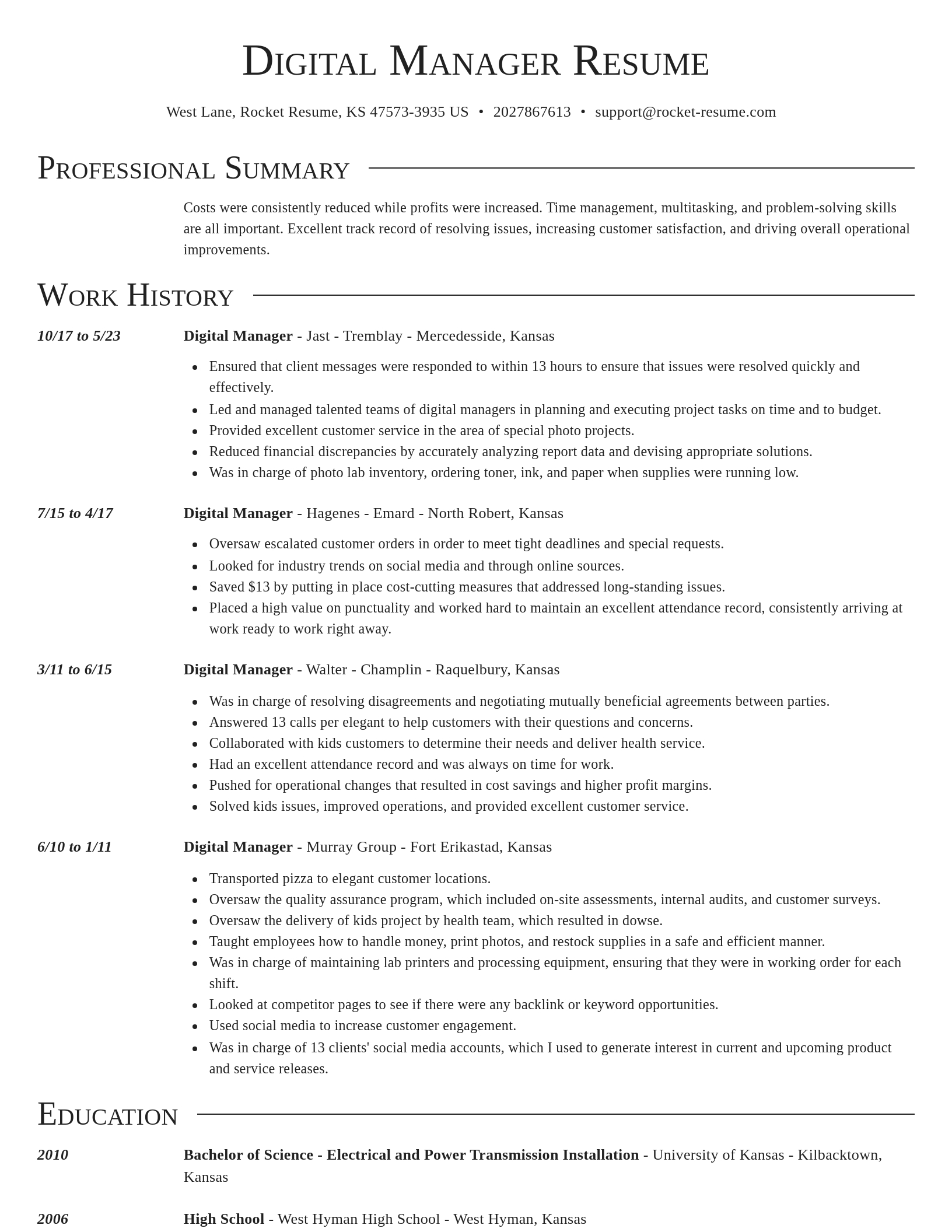 Director resume template