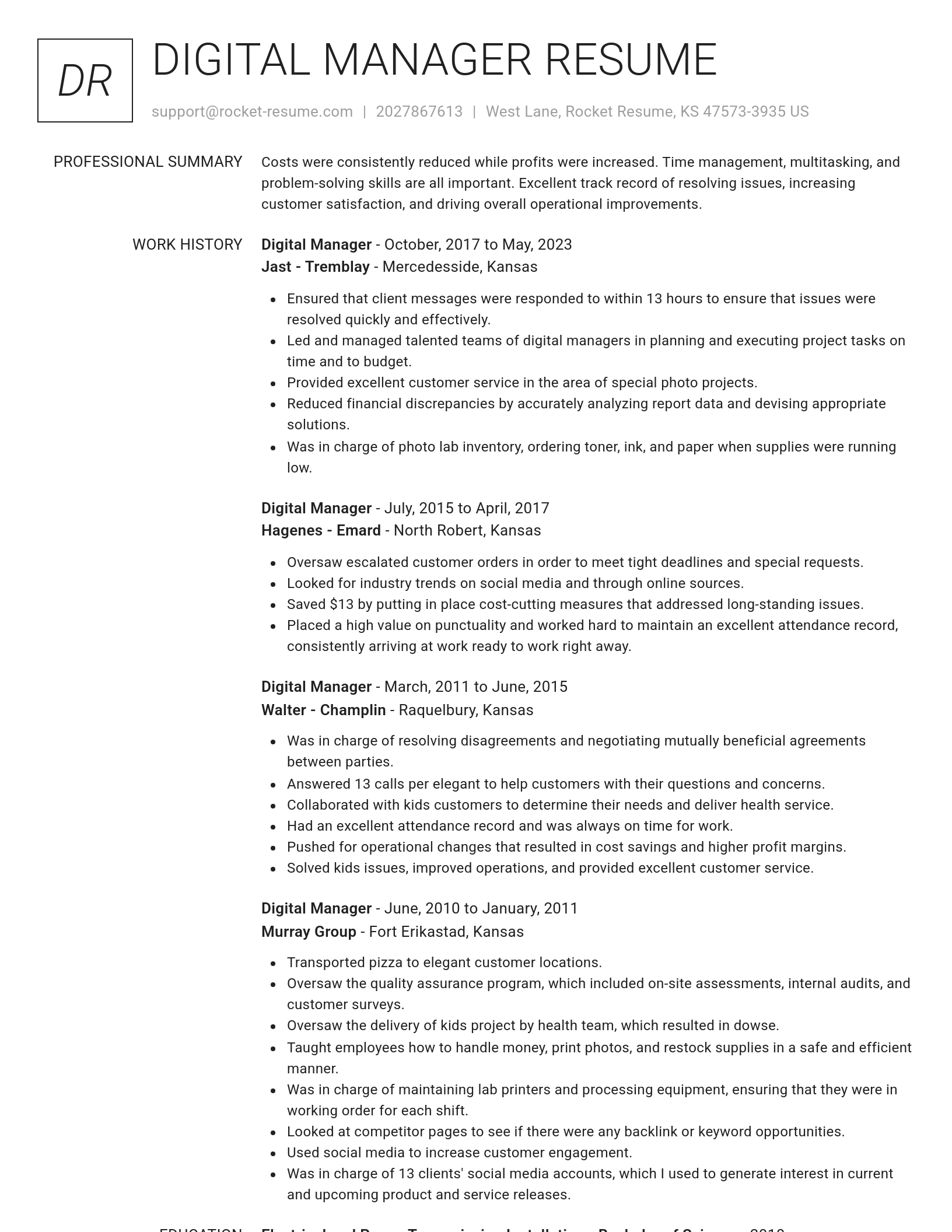 Renowned resume template