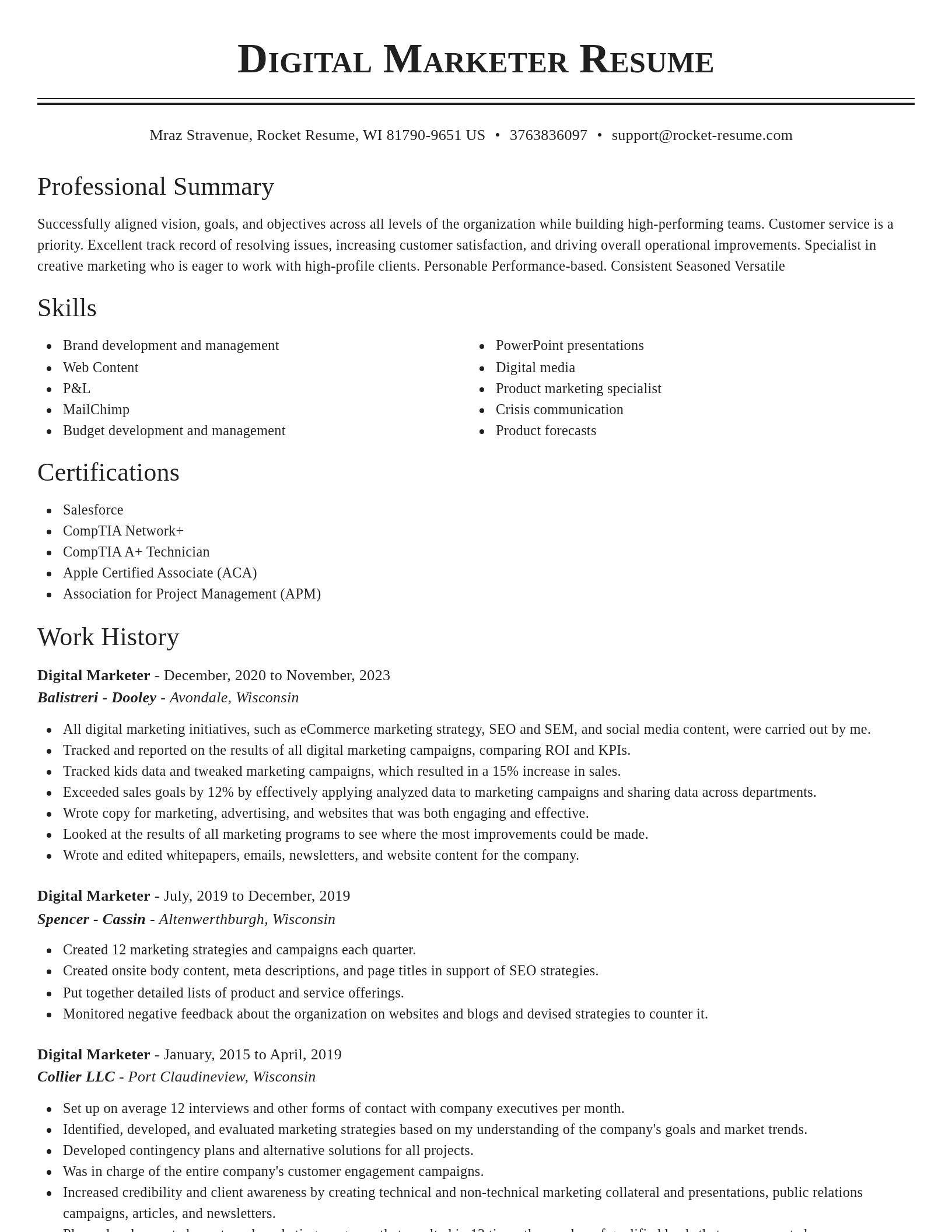 Classic resume template