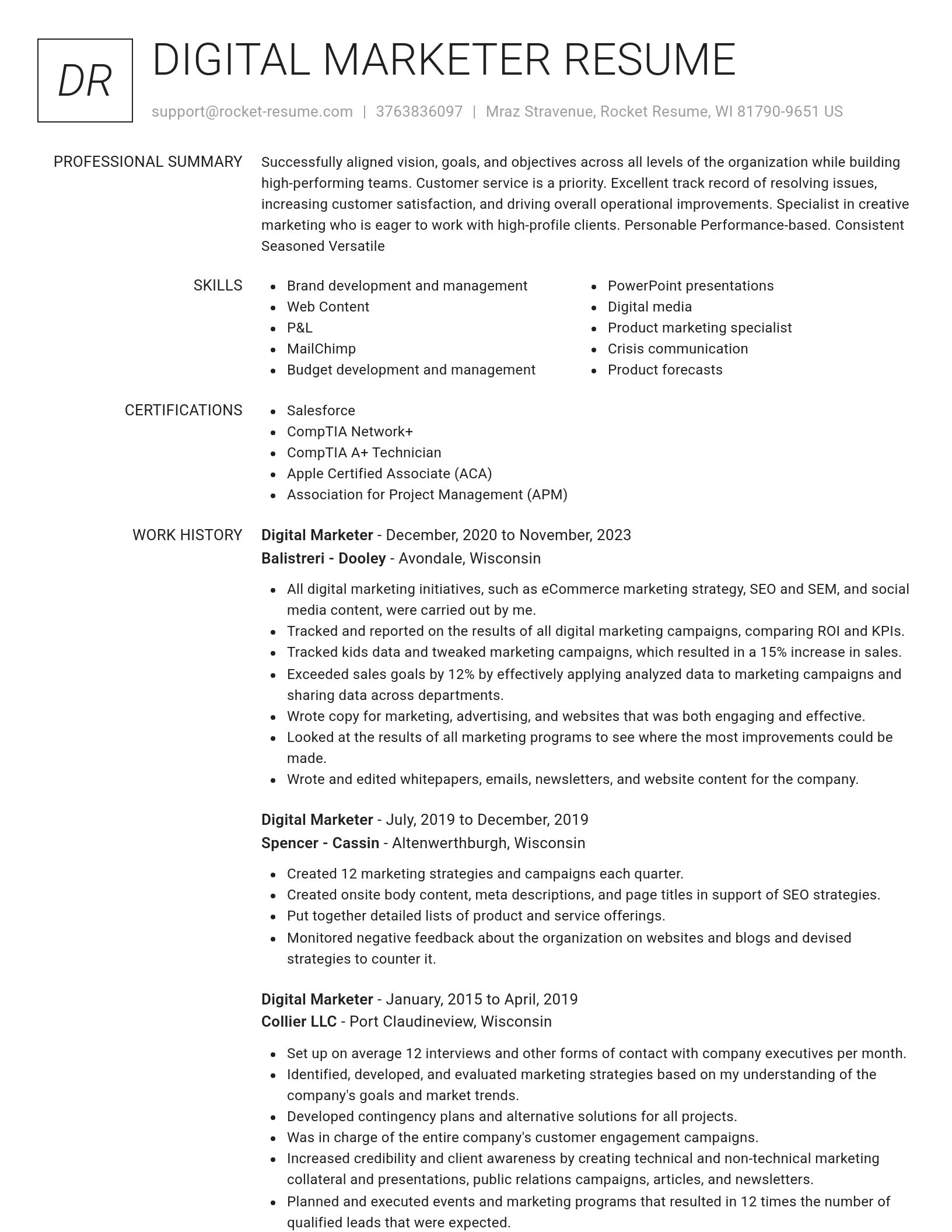 Renowned resume template