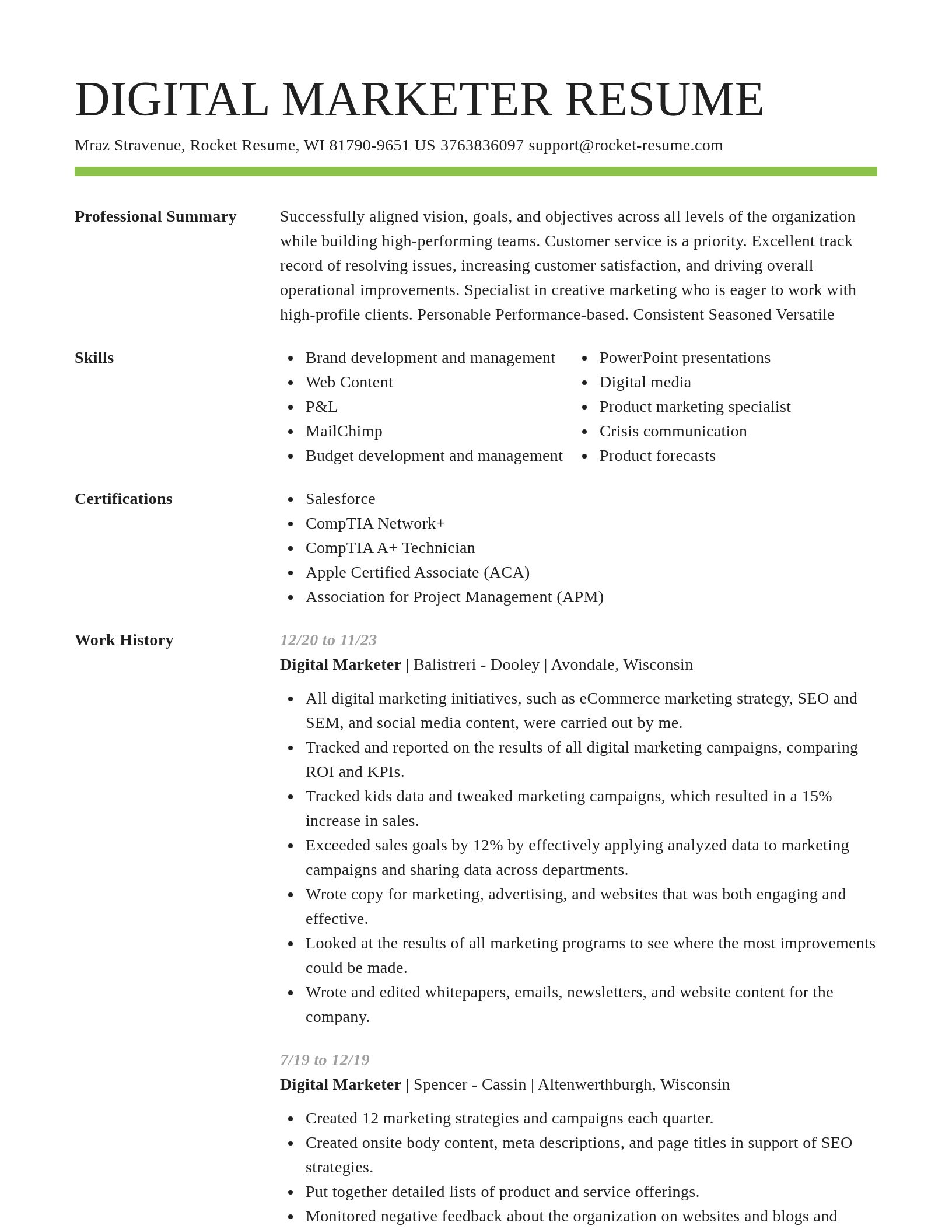 Smart resume template