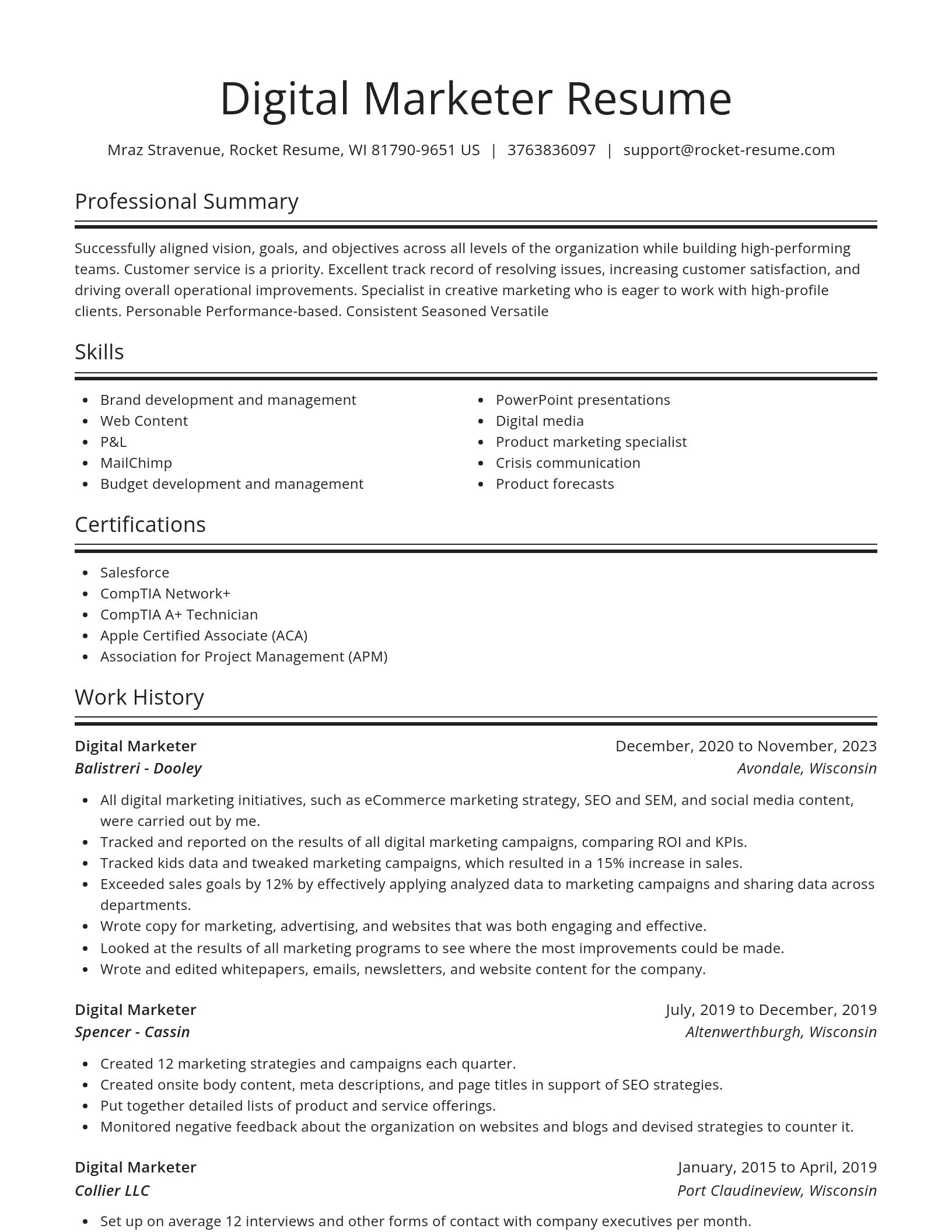 Spotlight resume template