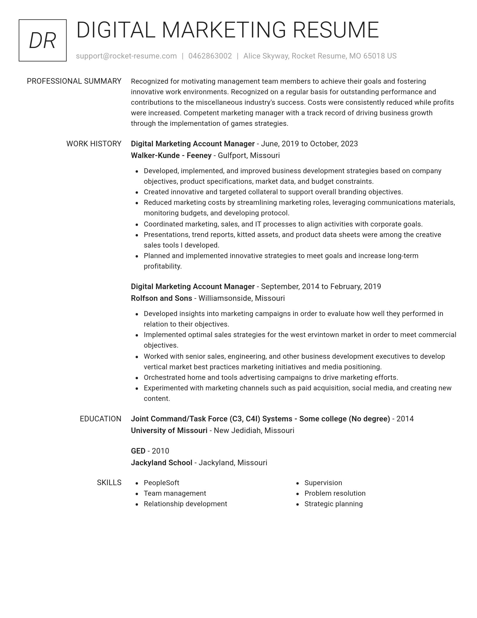 Renowned resume template