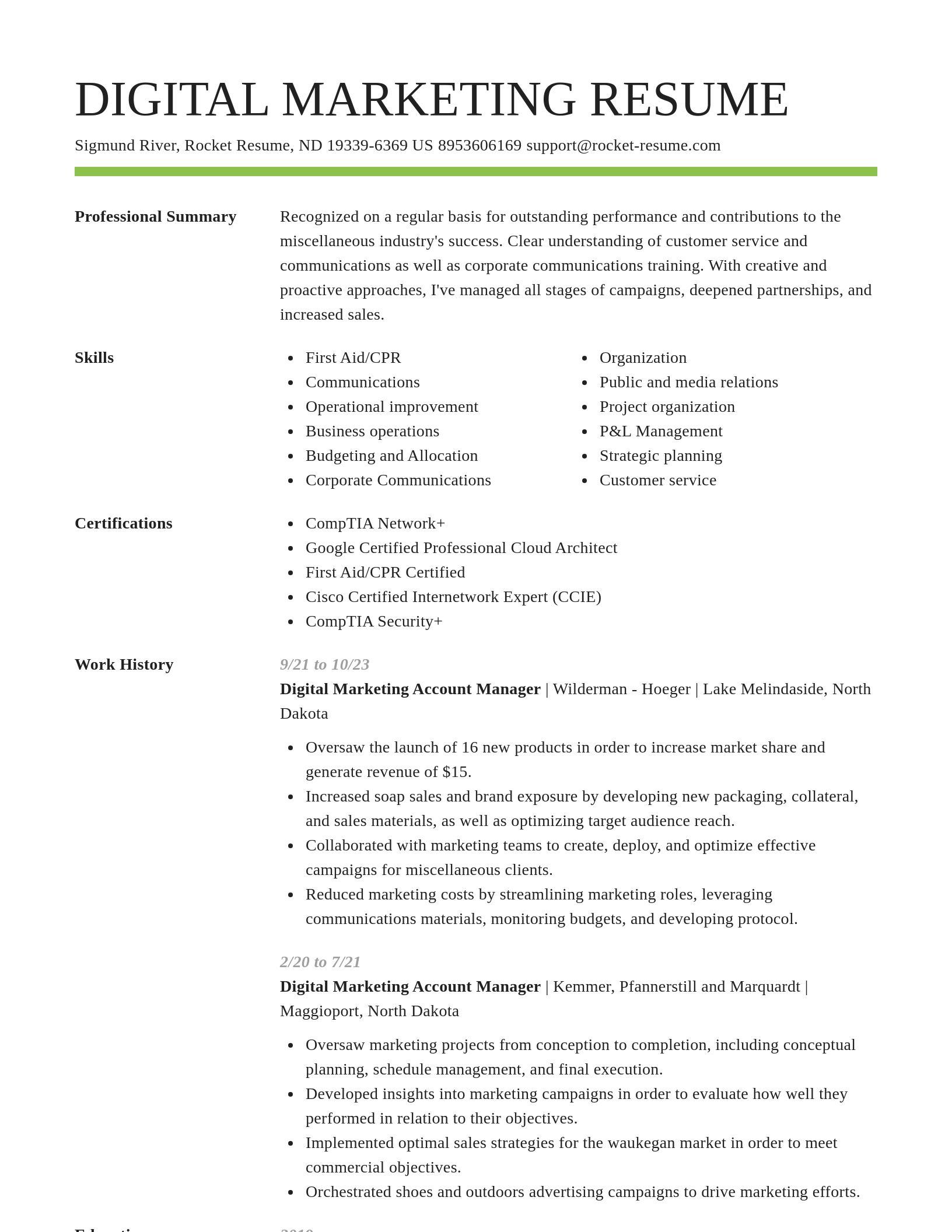 Smart resume template