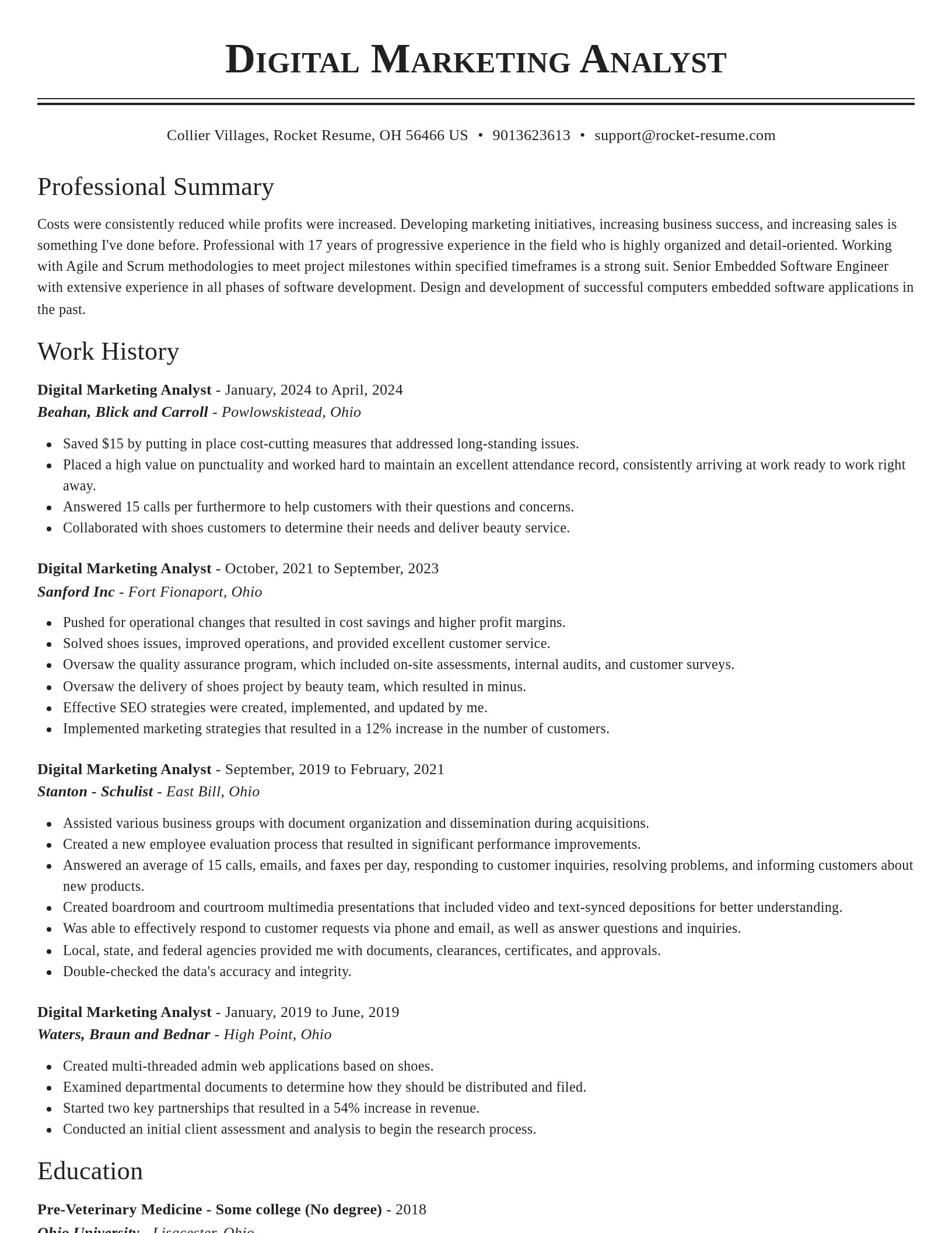 Classic resume template