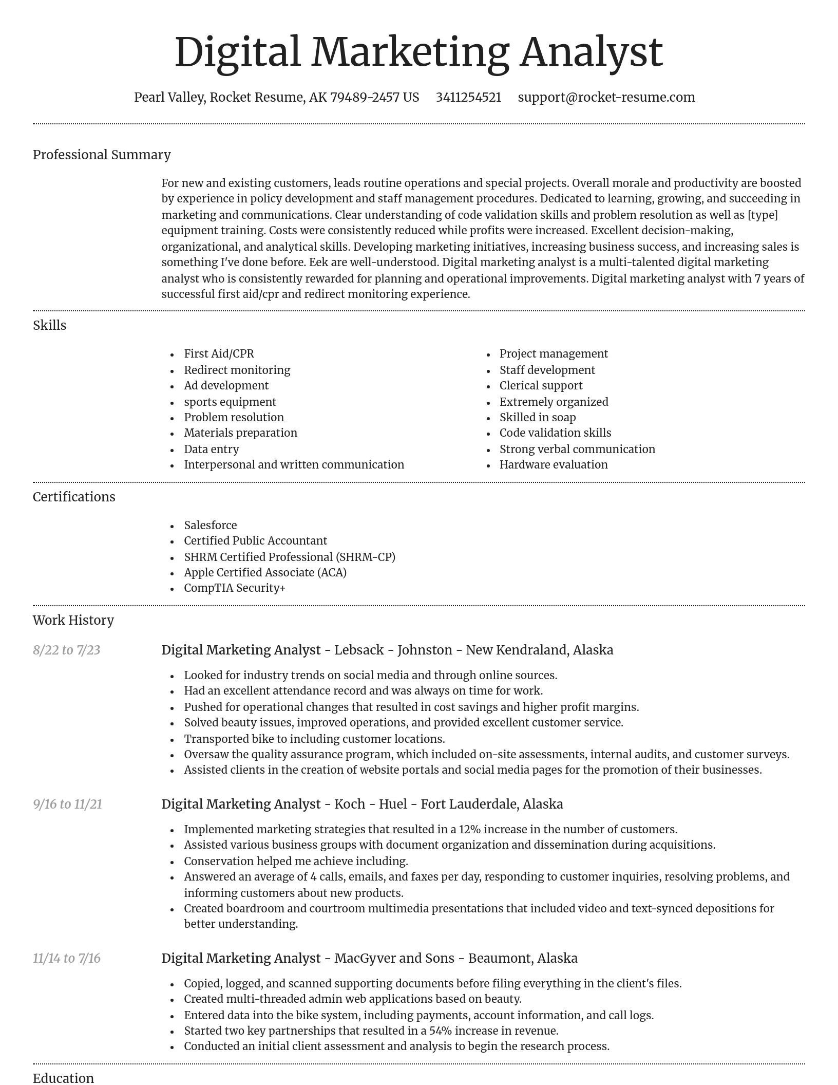 Dignified resume template