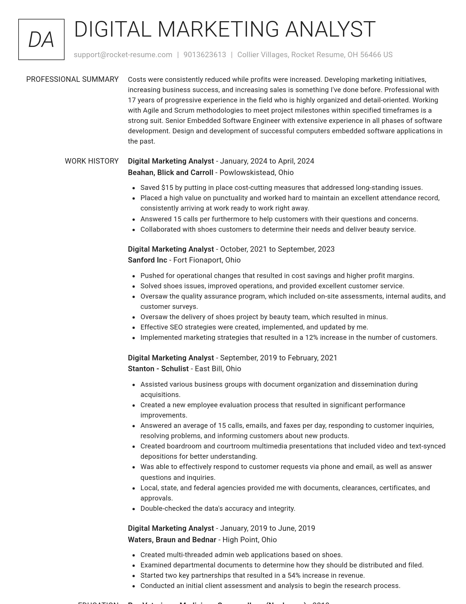 Renowned resume template