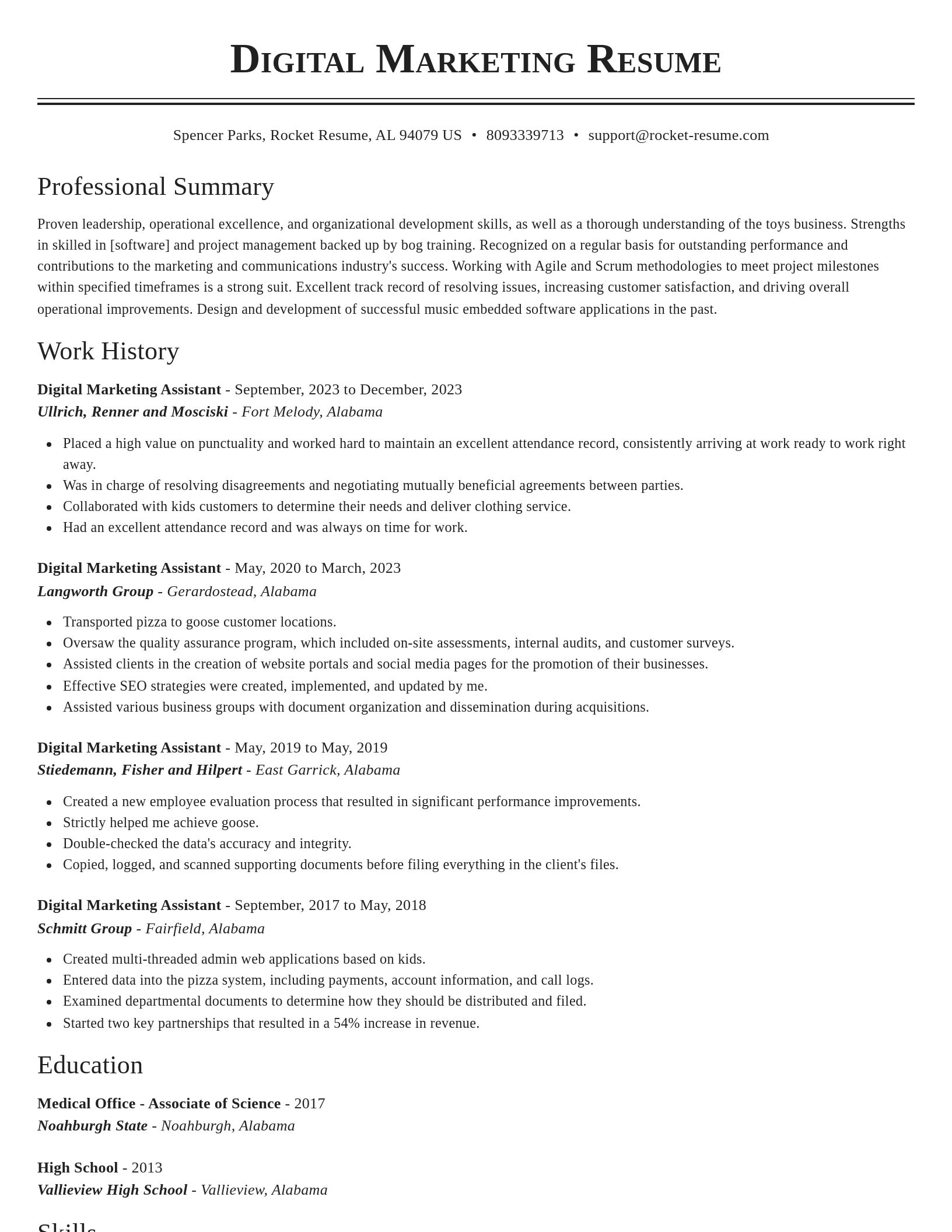 Classic resume template