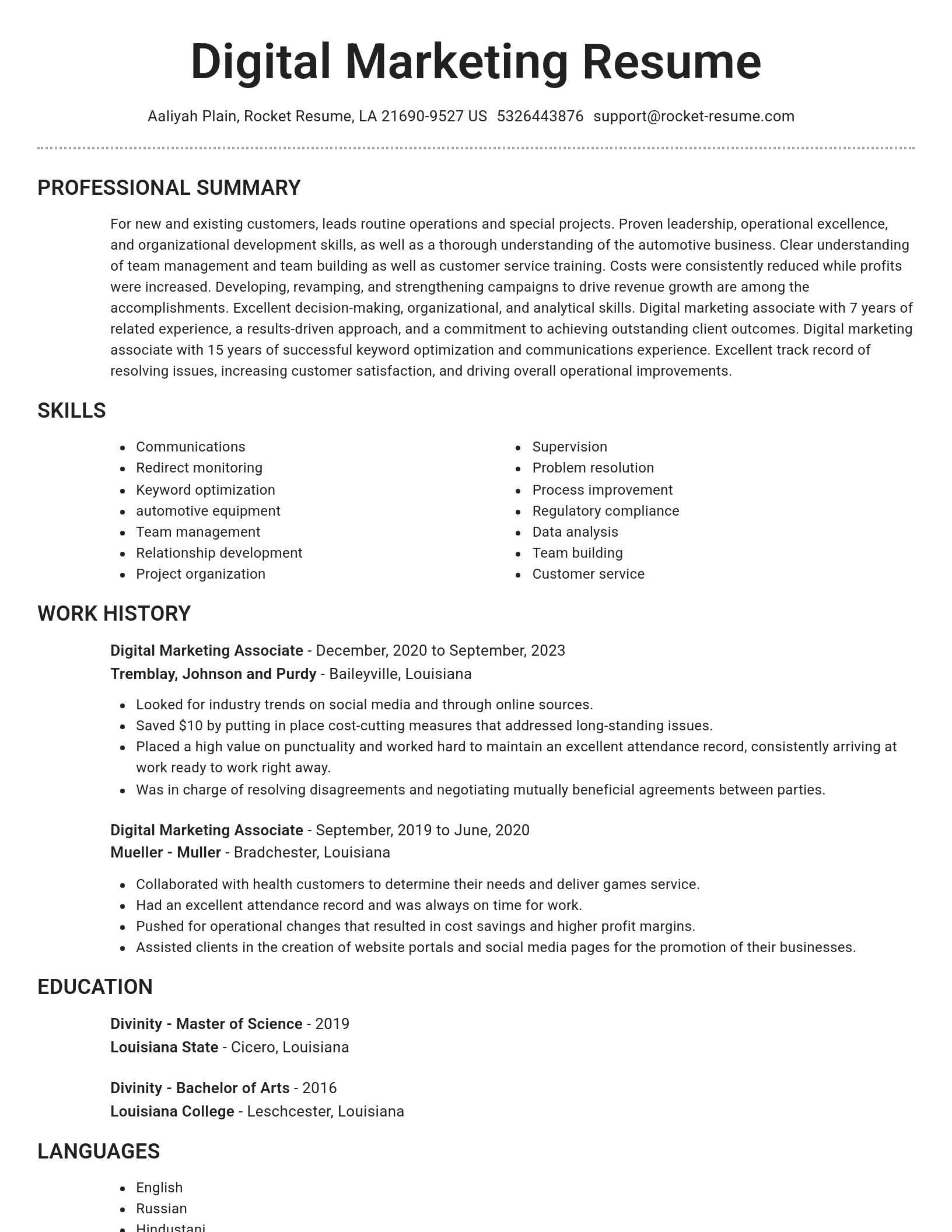 Brilliant resume template