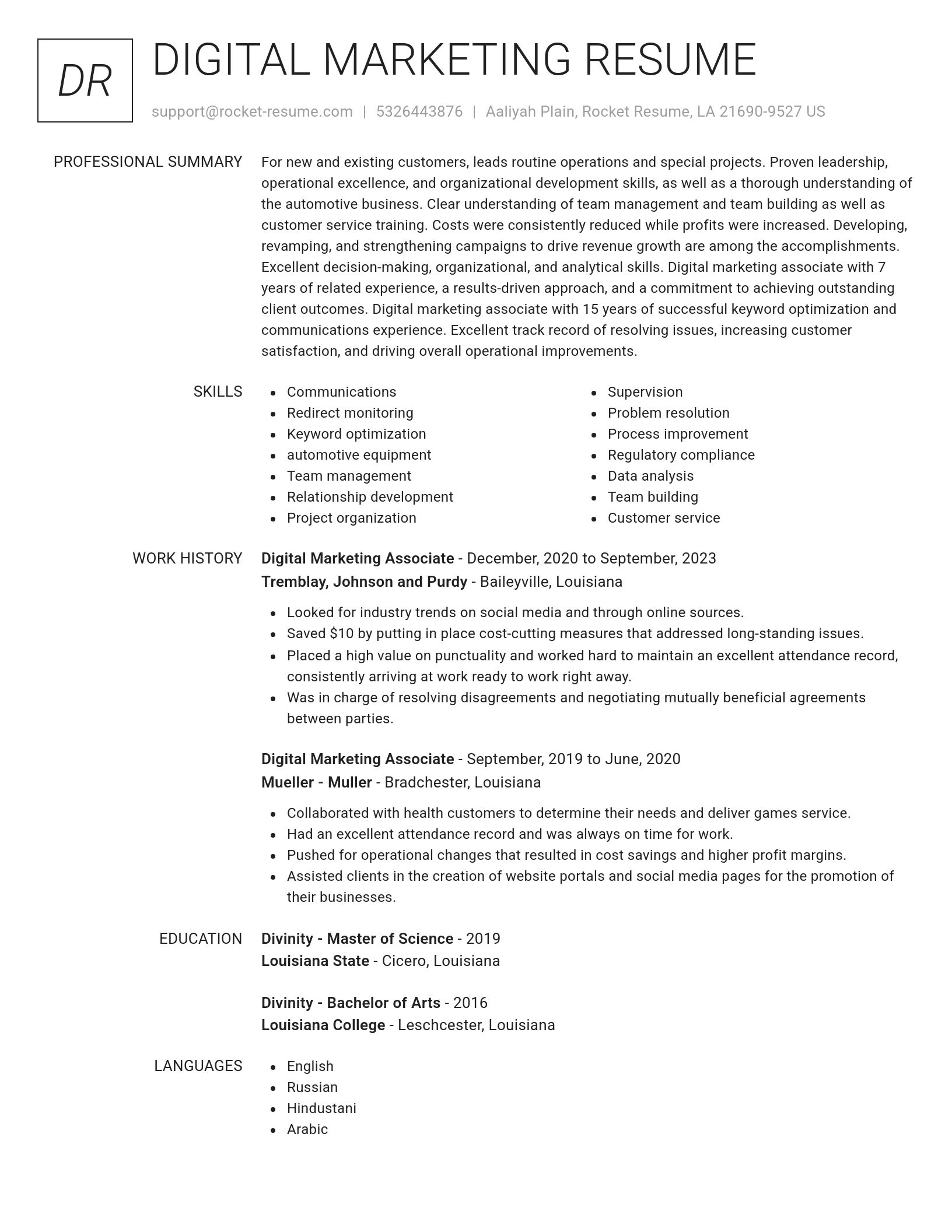 Renowned resume template