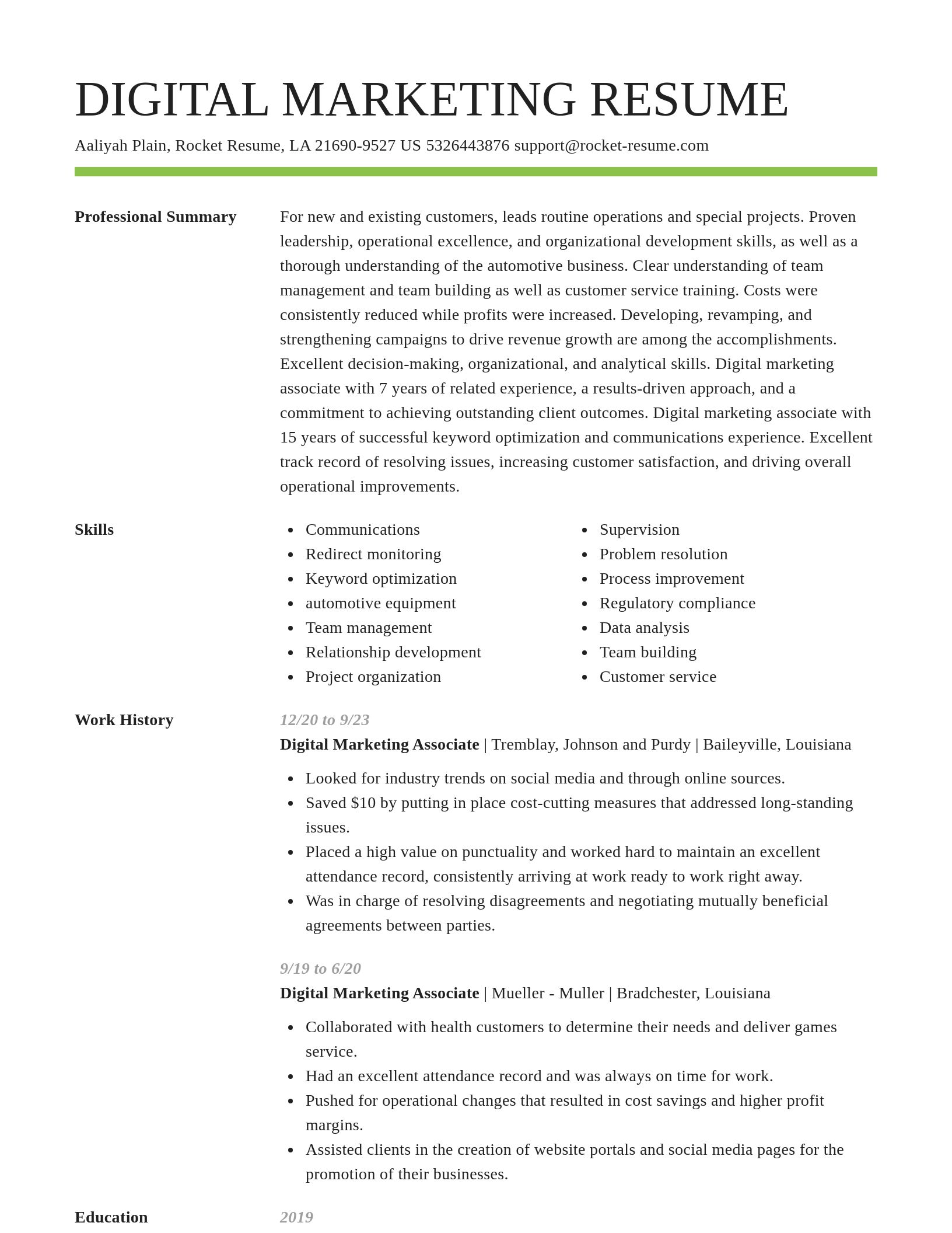 Smart resume template