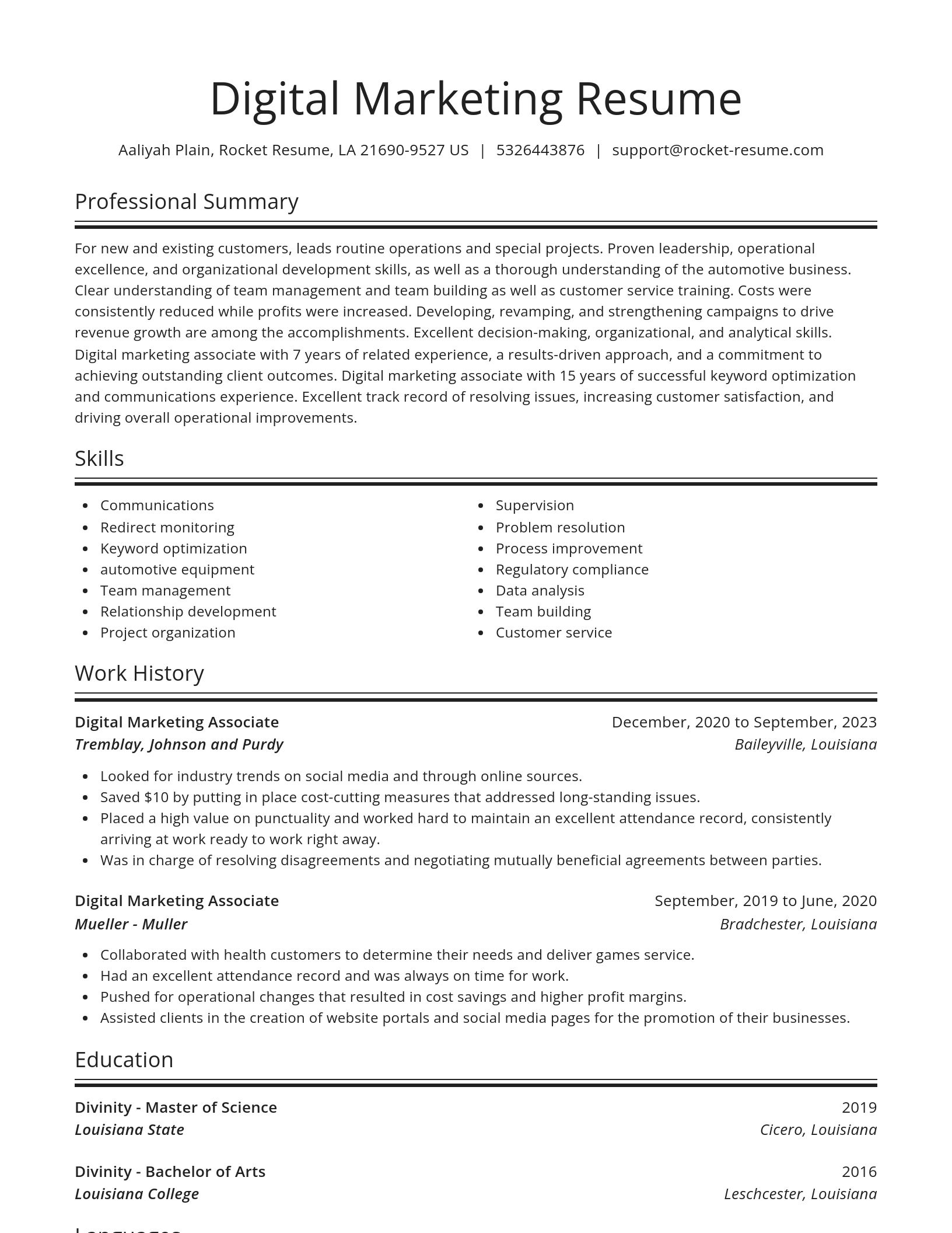 Spotlight resume template