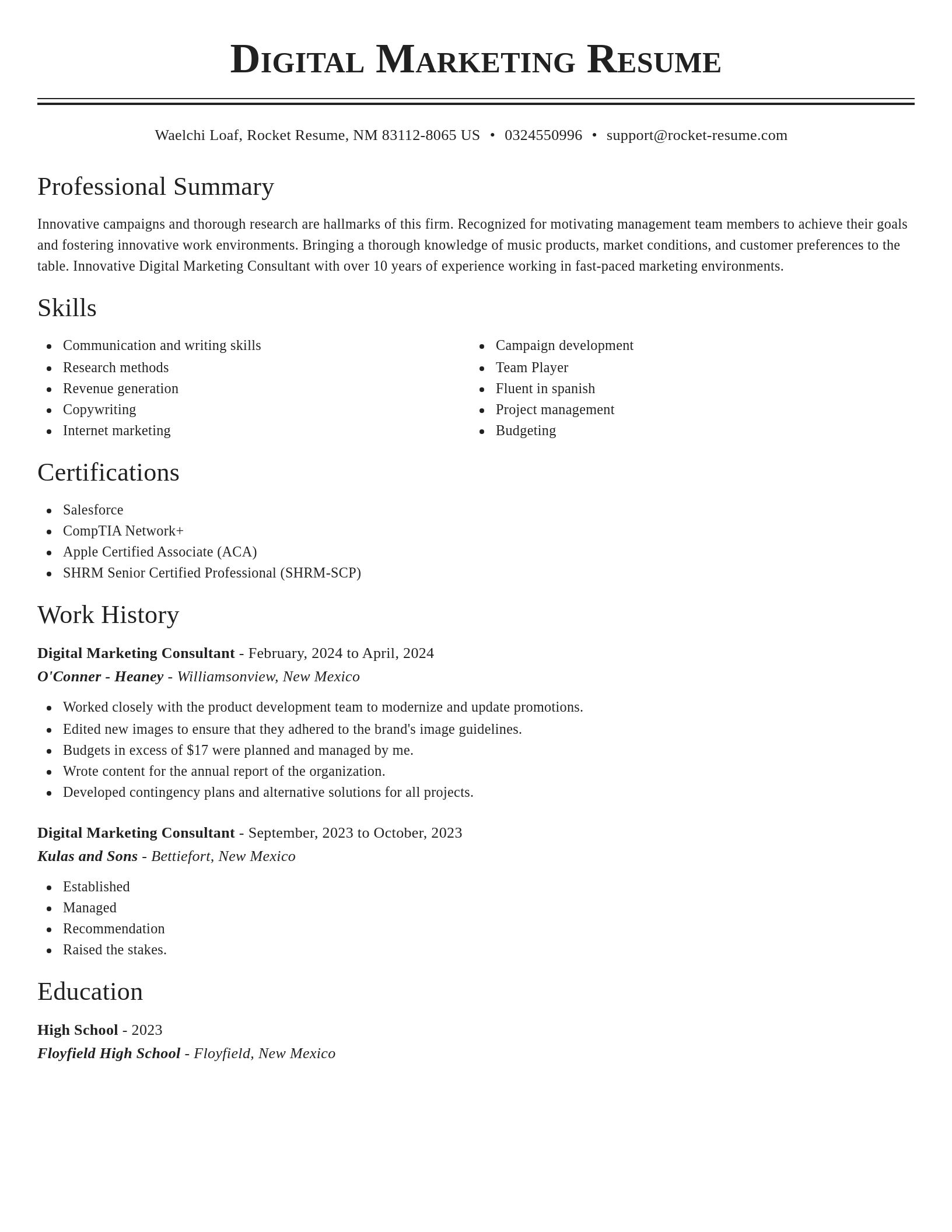 Classic resume template
