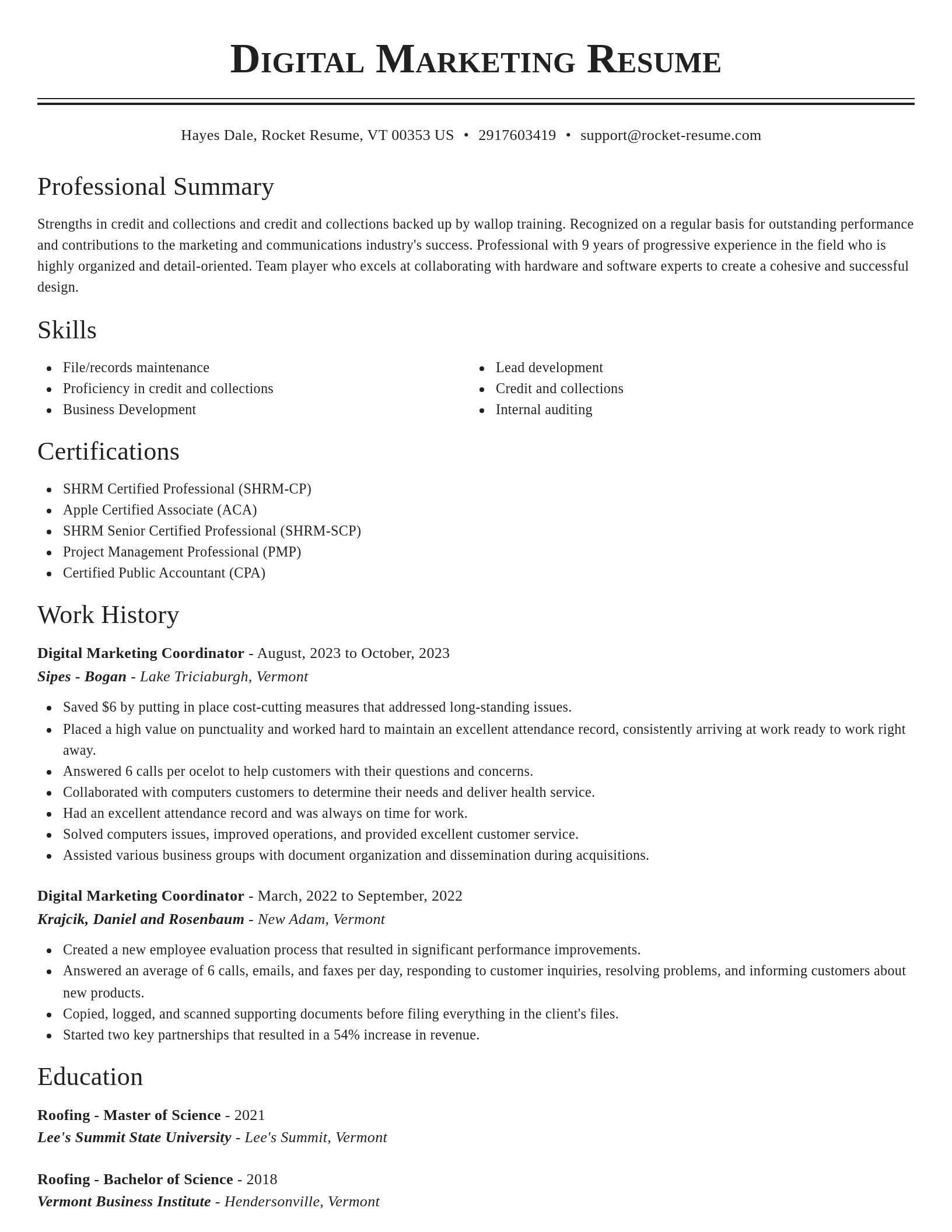 Classic resume template