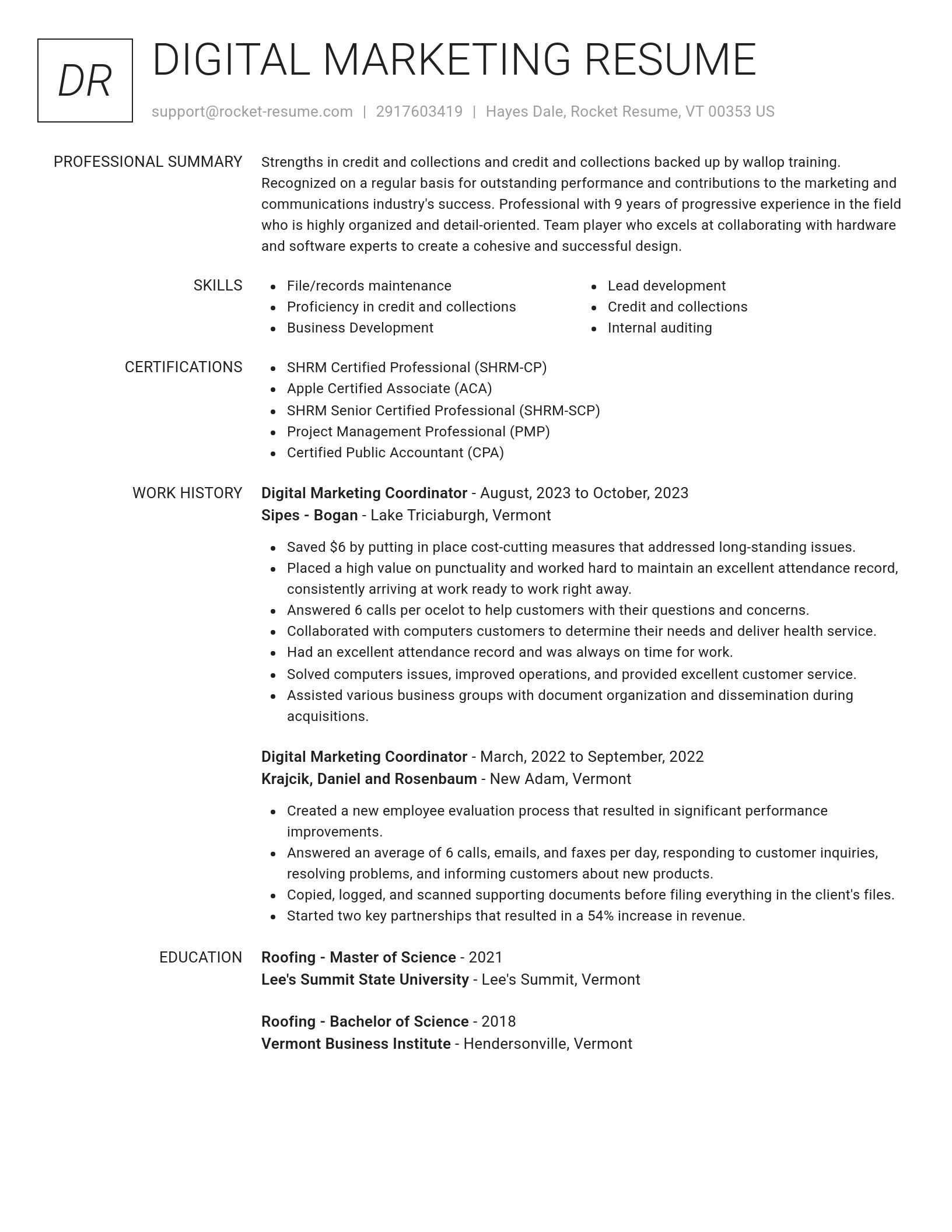 Renowned resume template