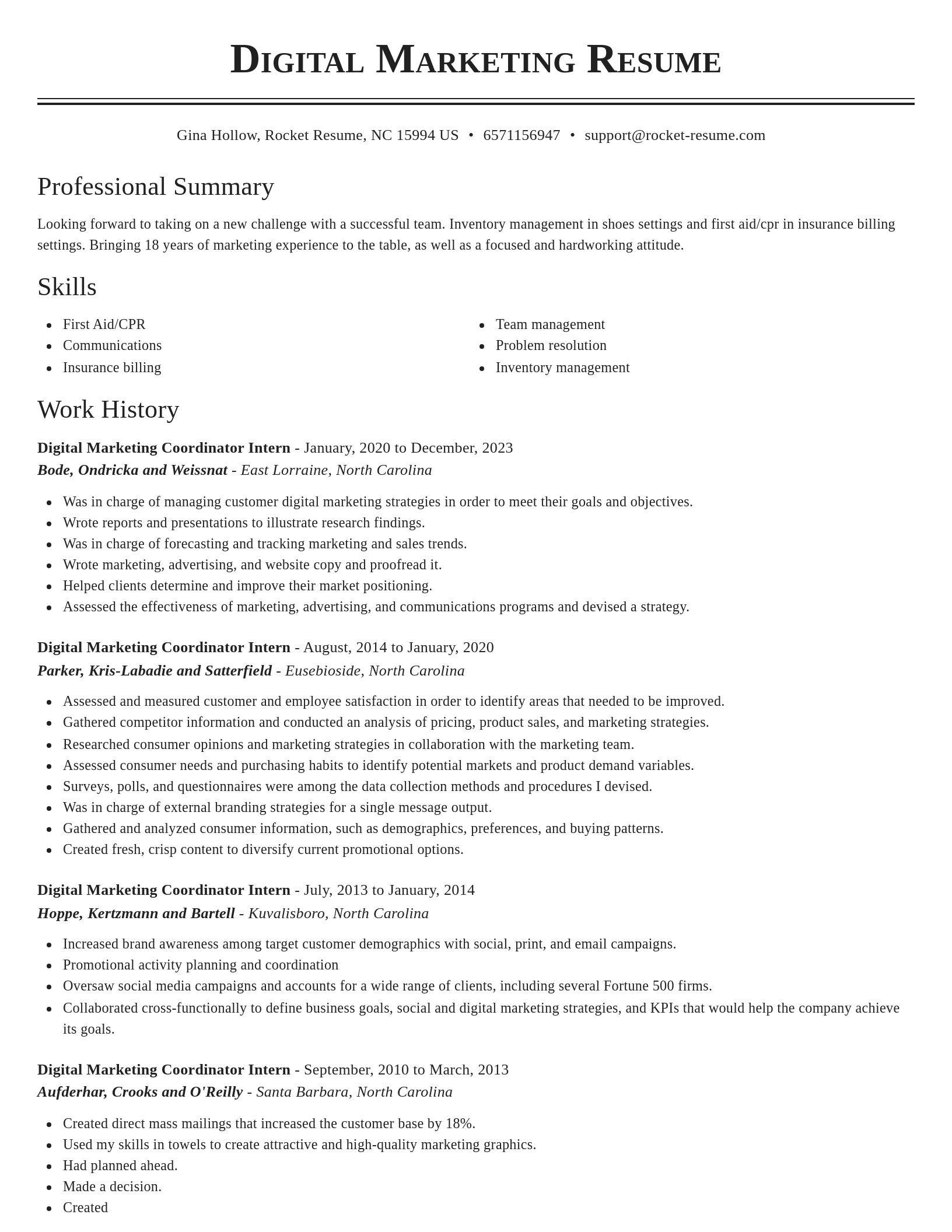 Classic resume template