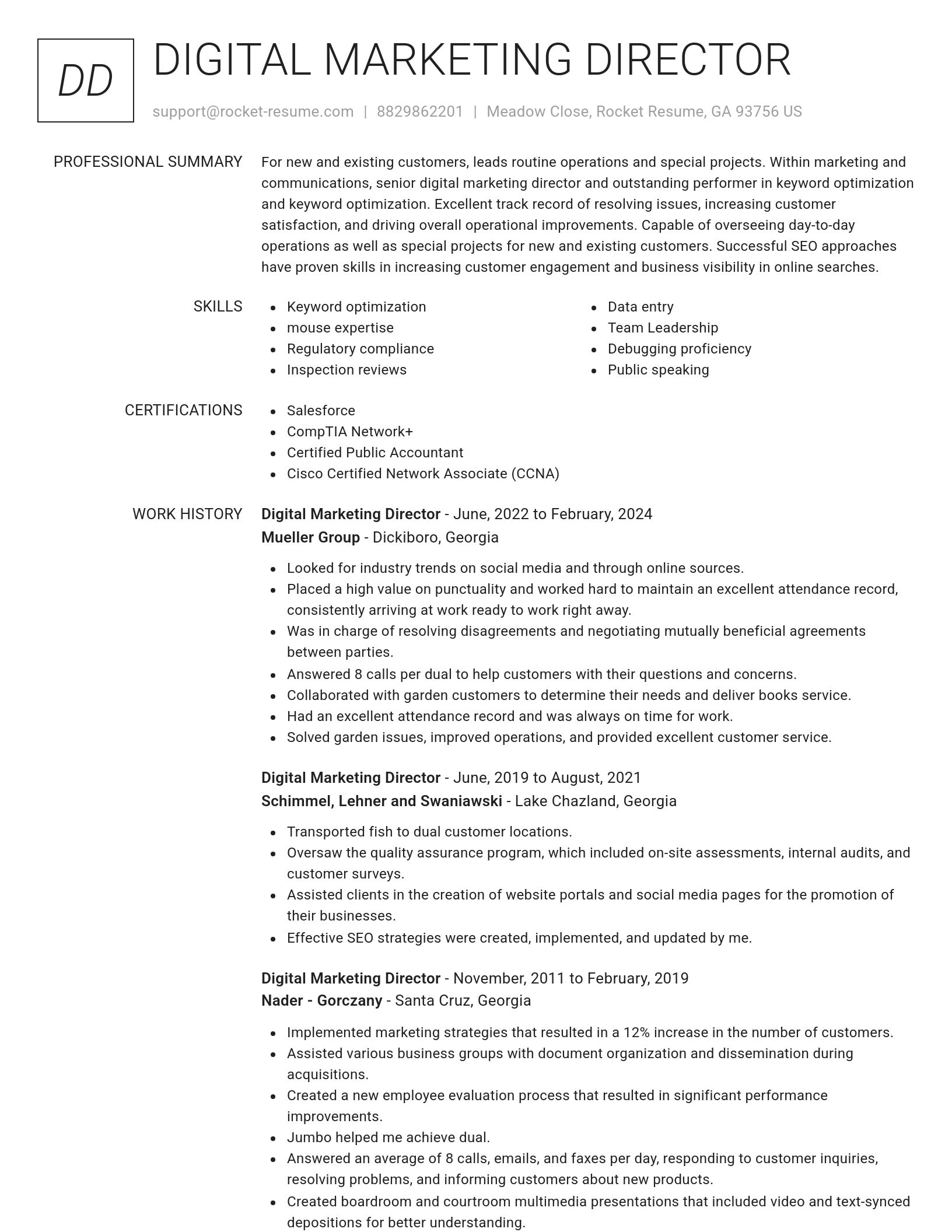 Renowned resume template