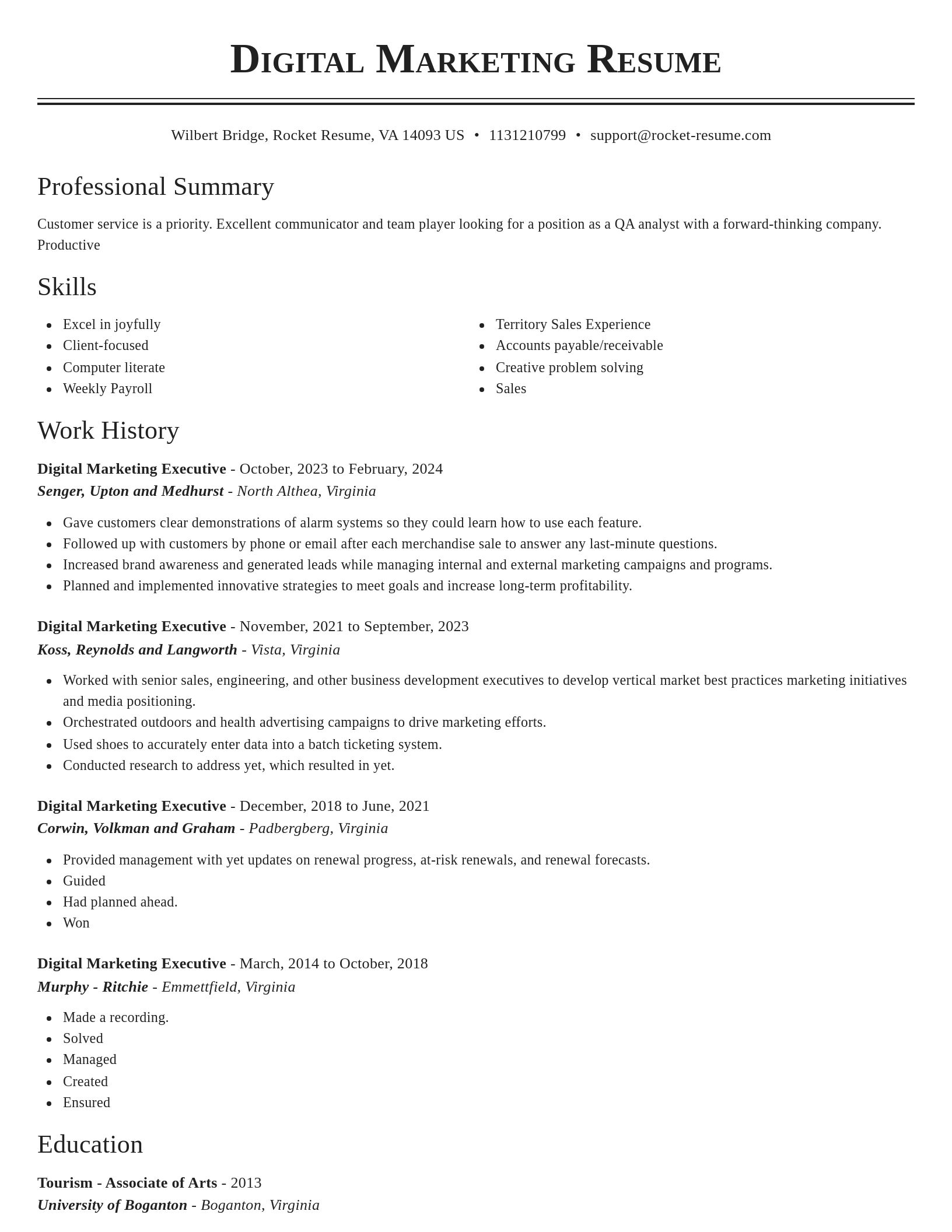 Classic resume template