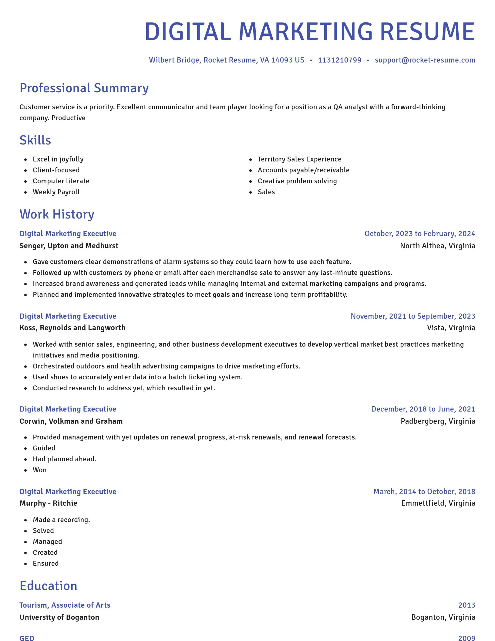 Novel resume template