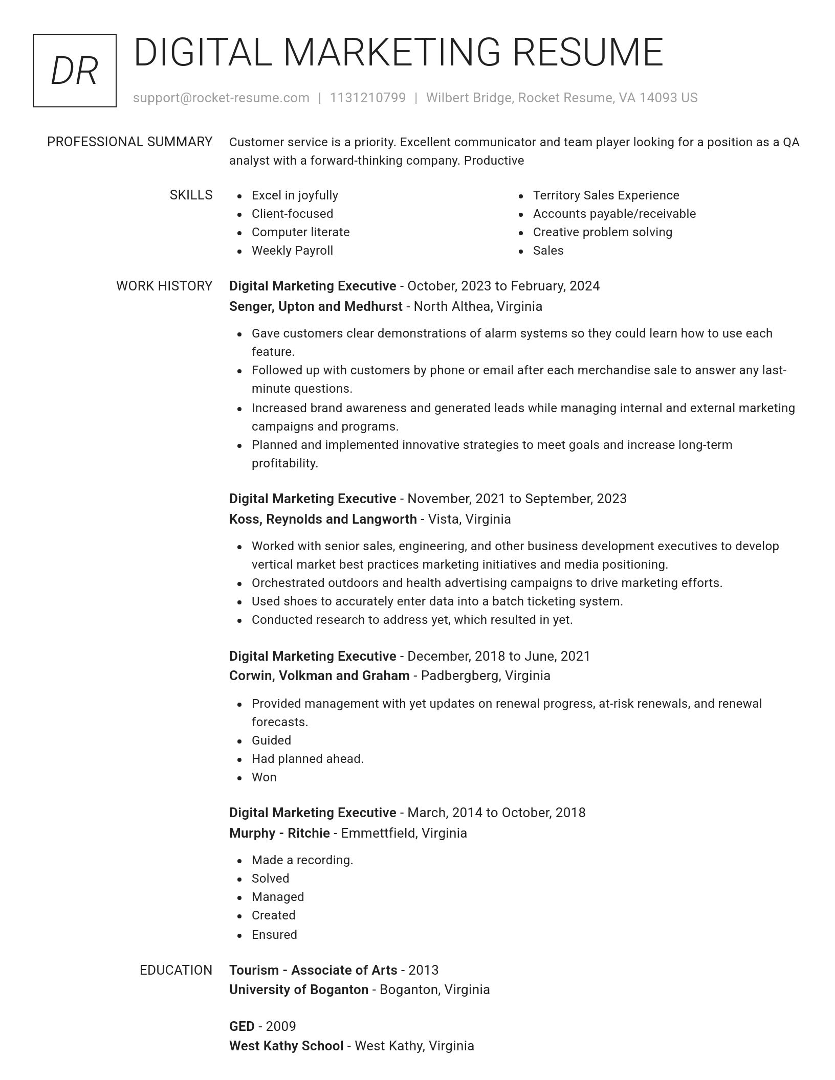 Renowned resume template
