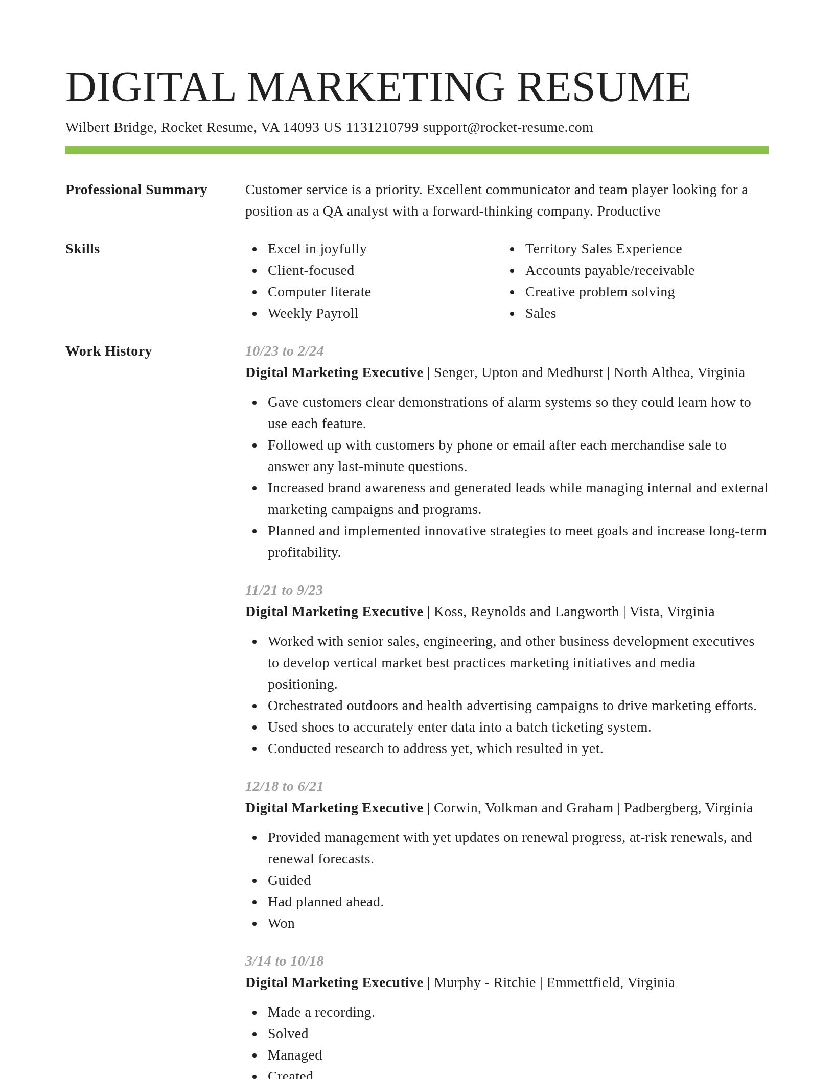 Smart resume template