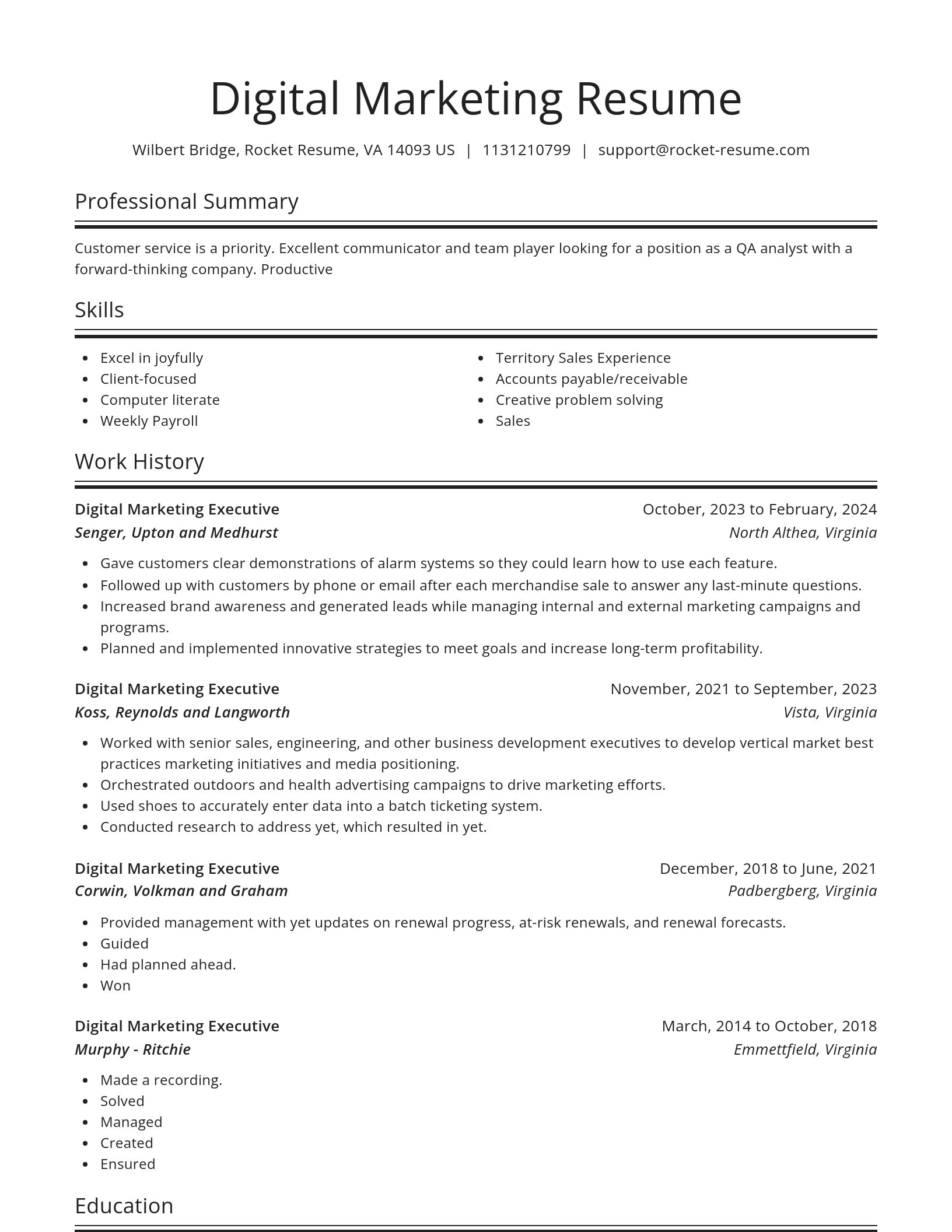 Spotlight resume template