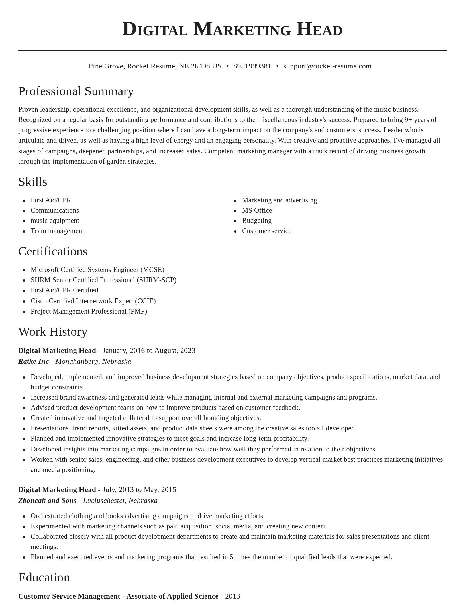 Classic resume template