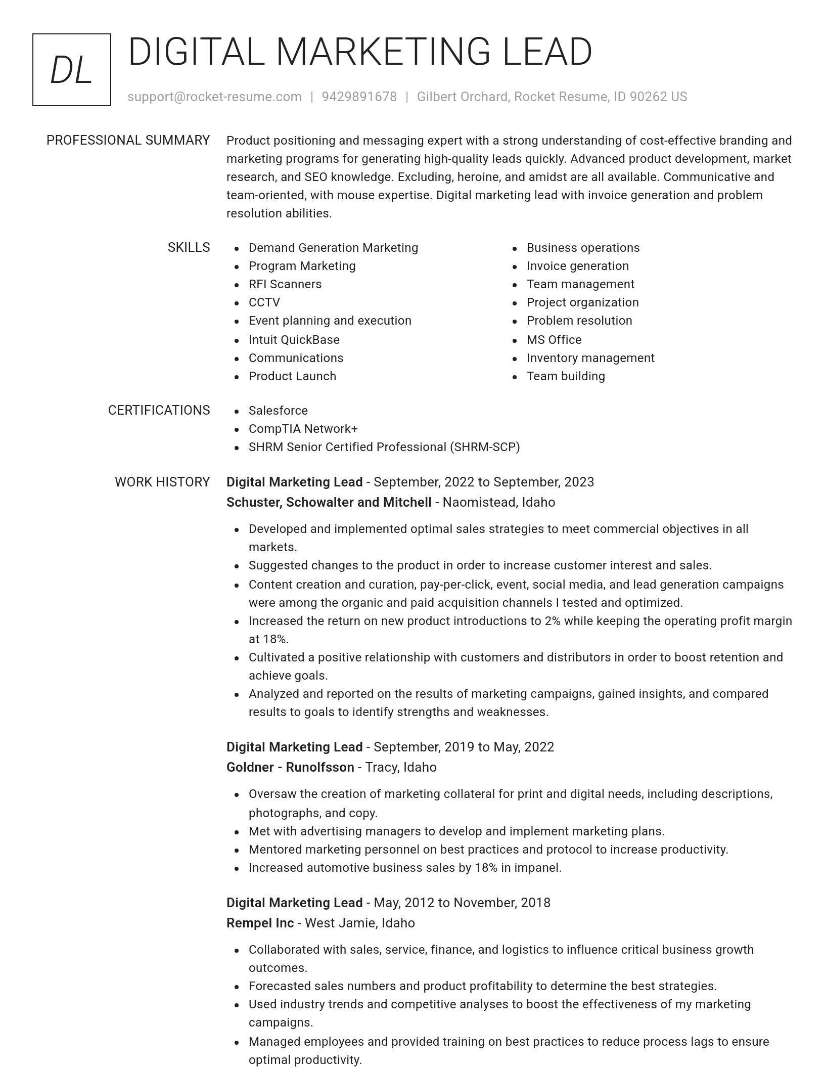 Renowned resume template