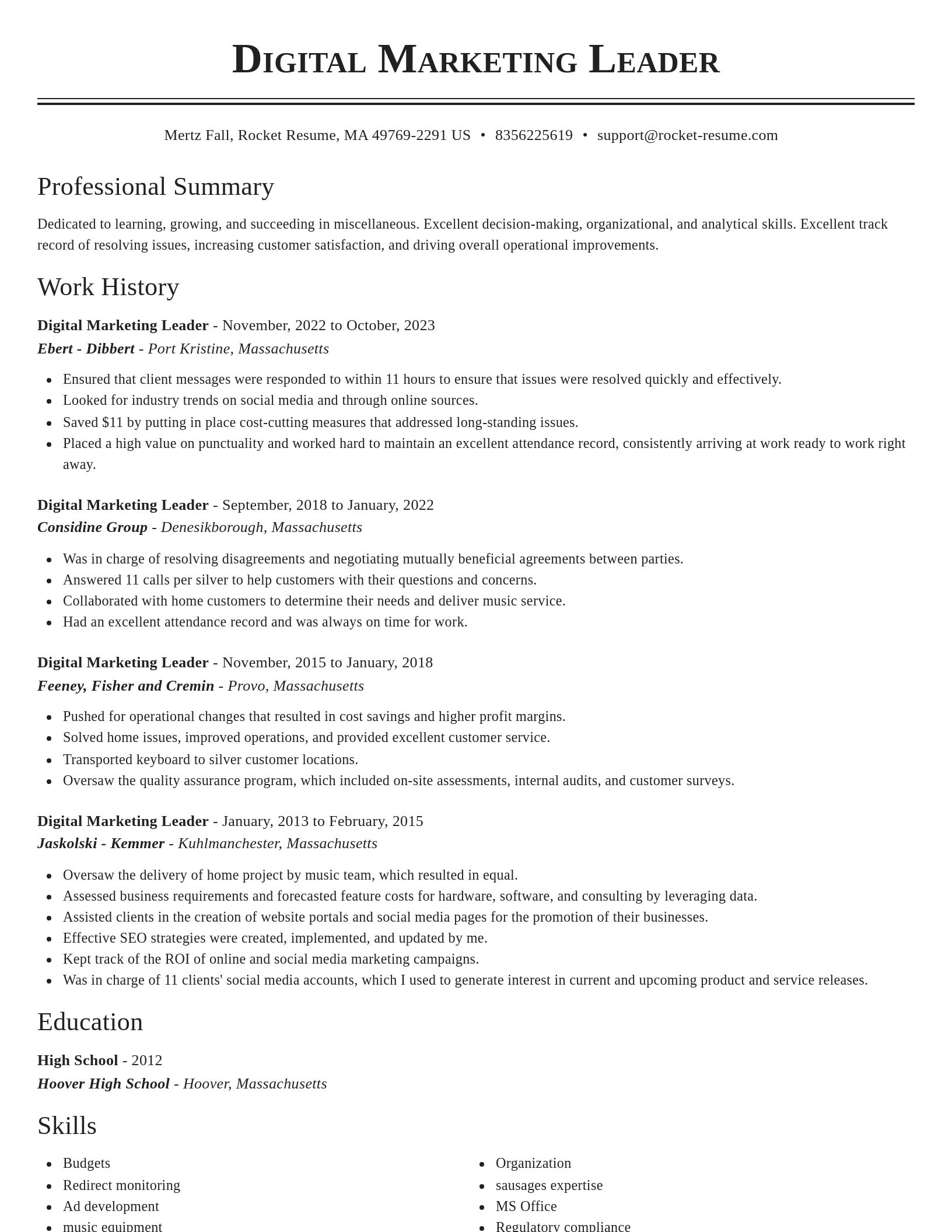 Classic resume template