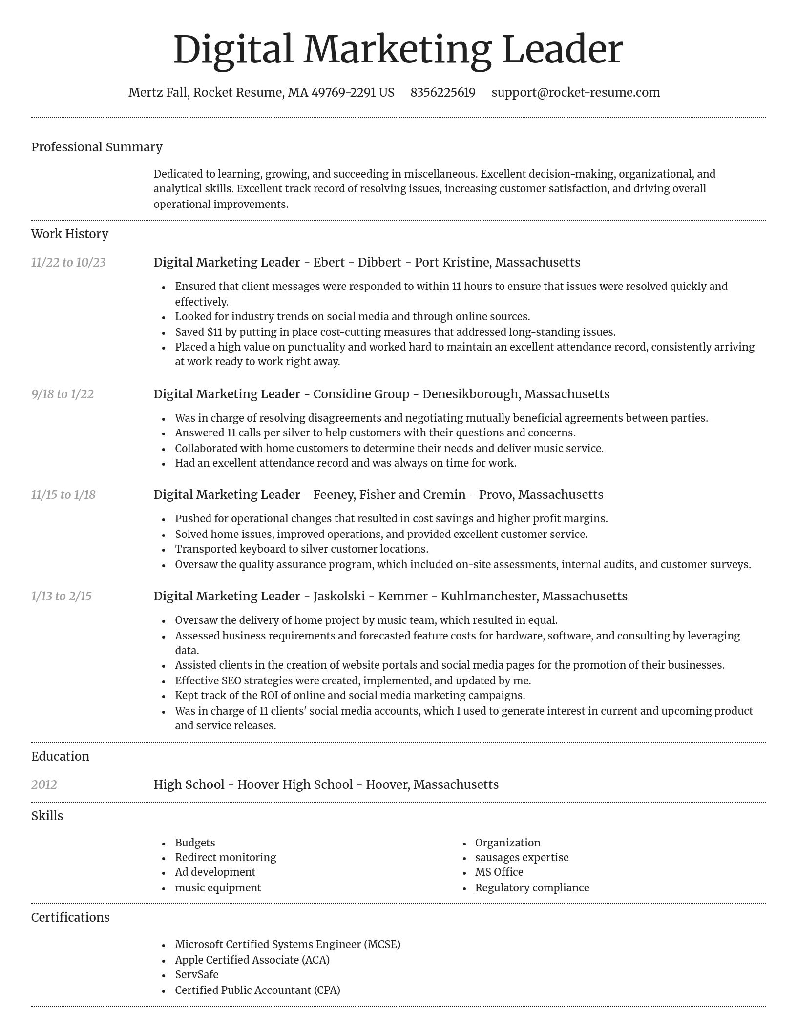 Dignified resume template