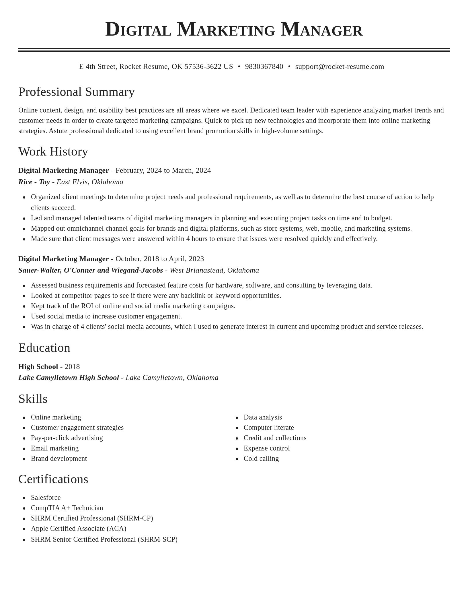 Classic resume template