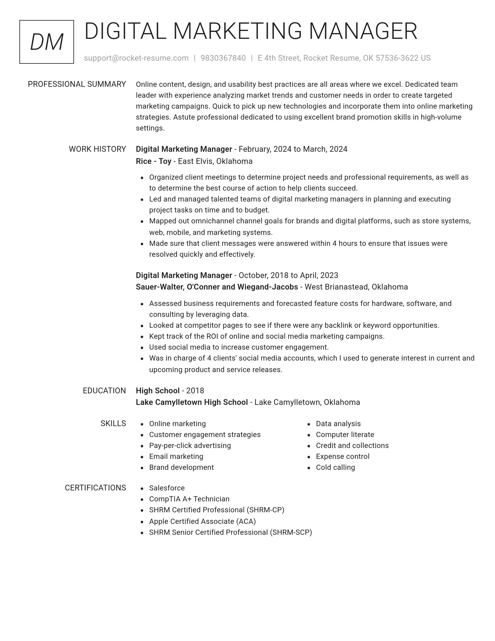 Renowned resume template