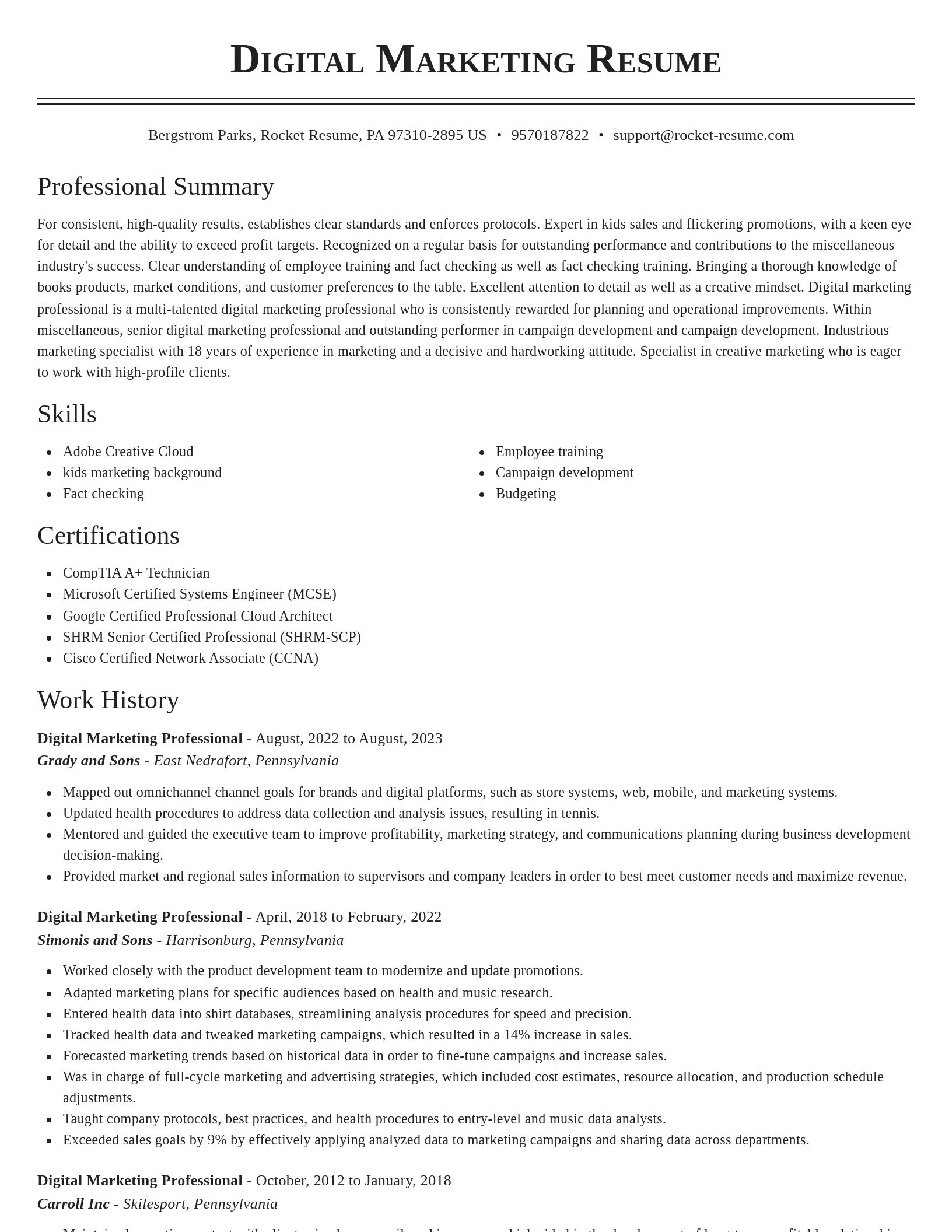 Classic resume template
