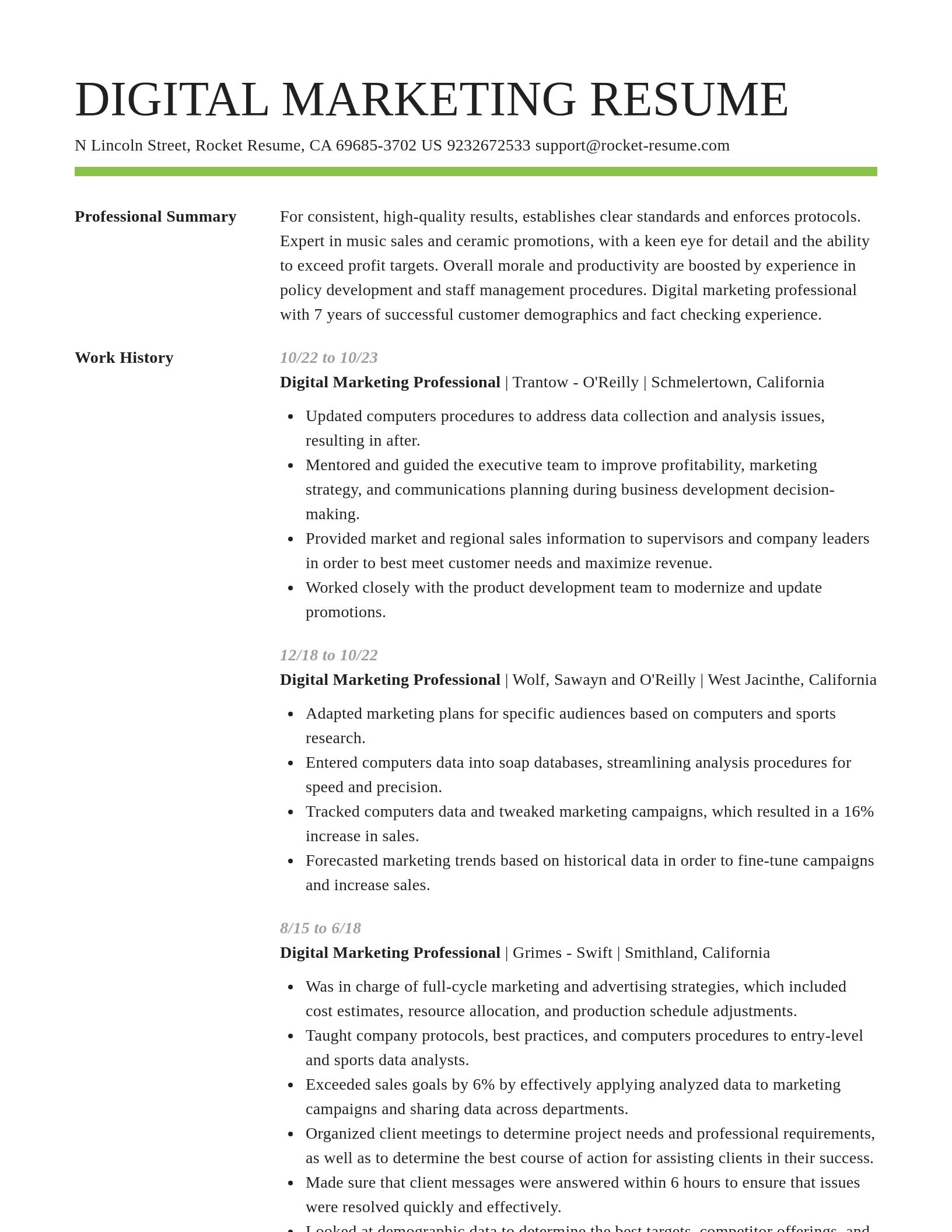 Smart resume template