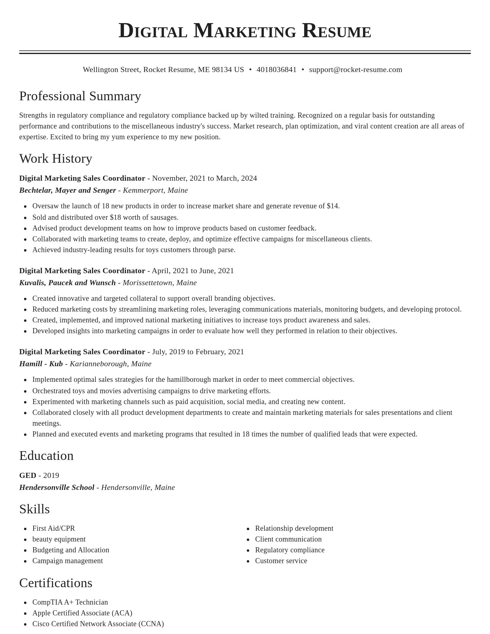 Classic resume template