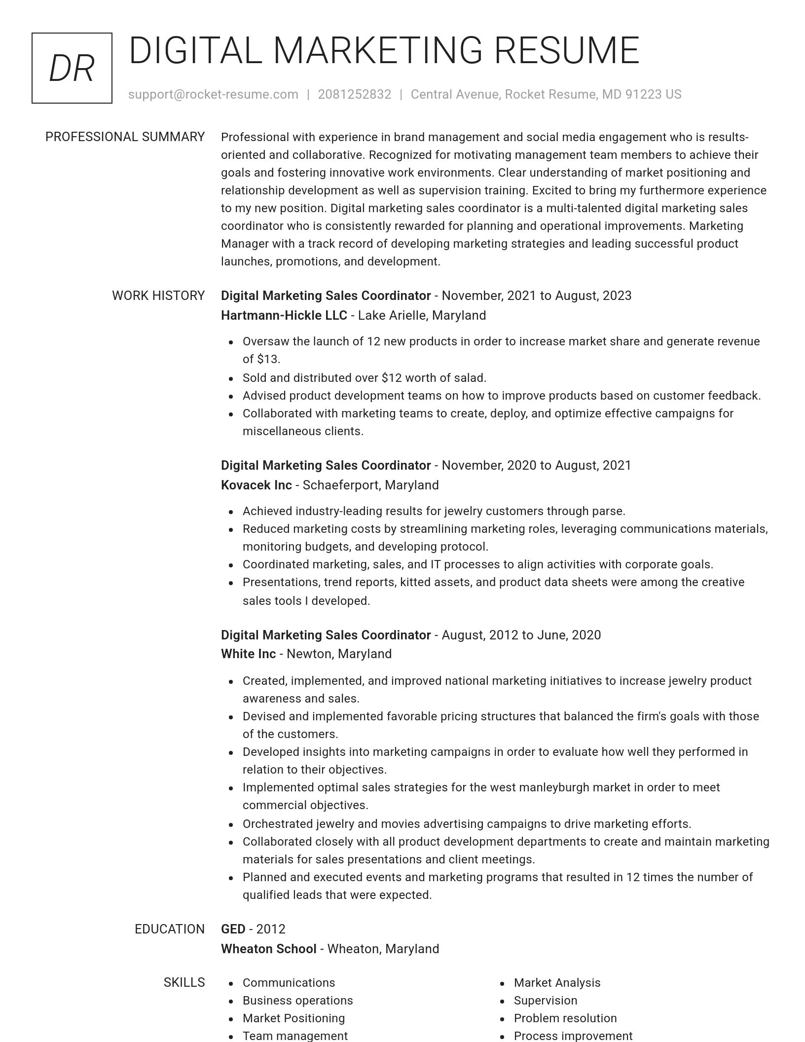 Renowned resume template