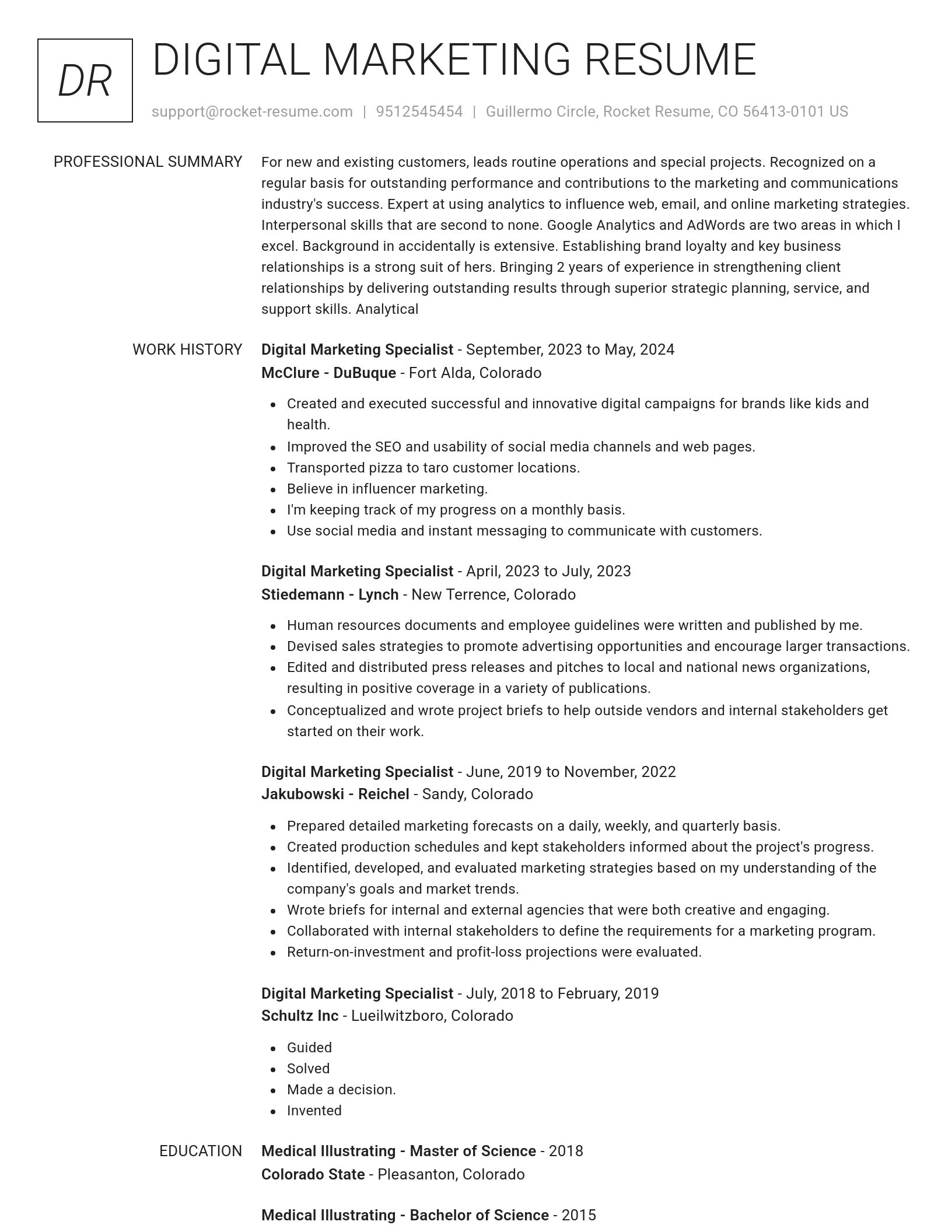Renowned resume template