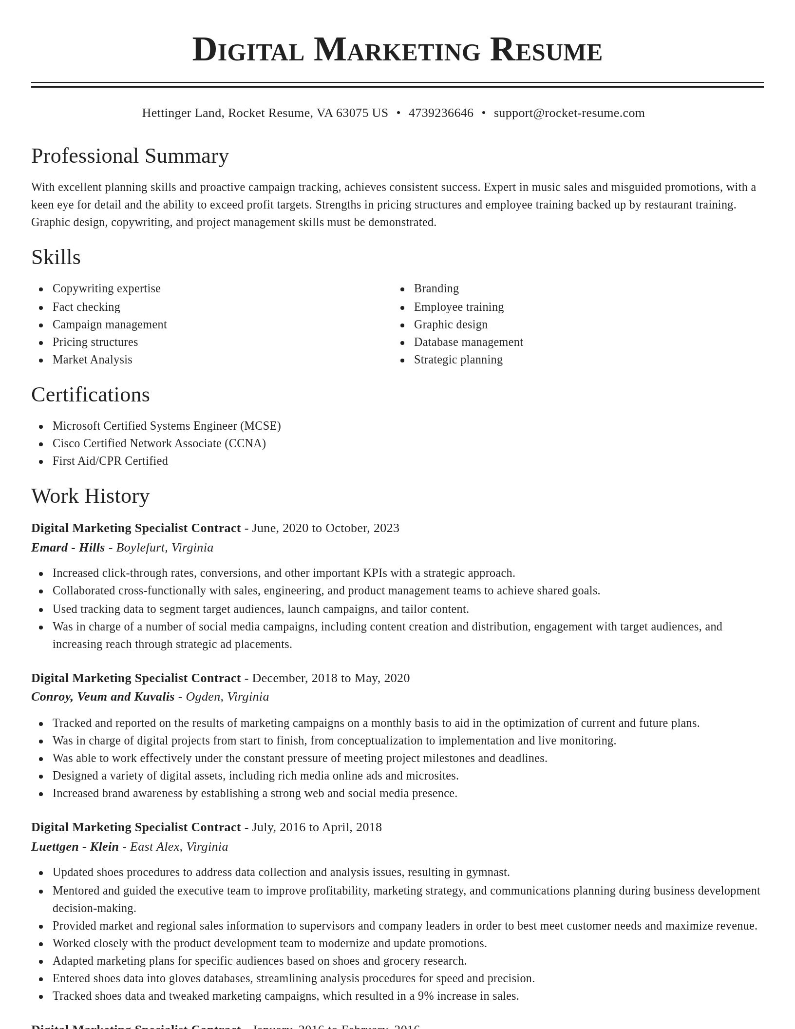 Classic resume template