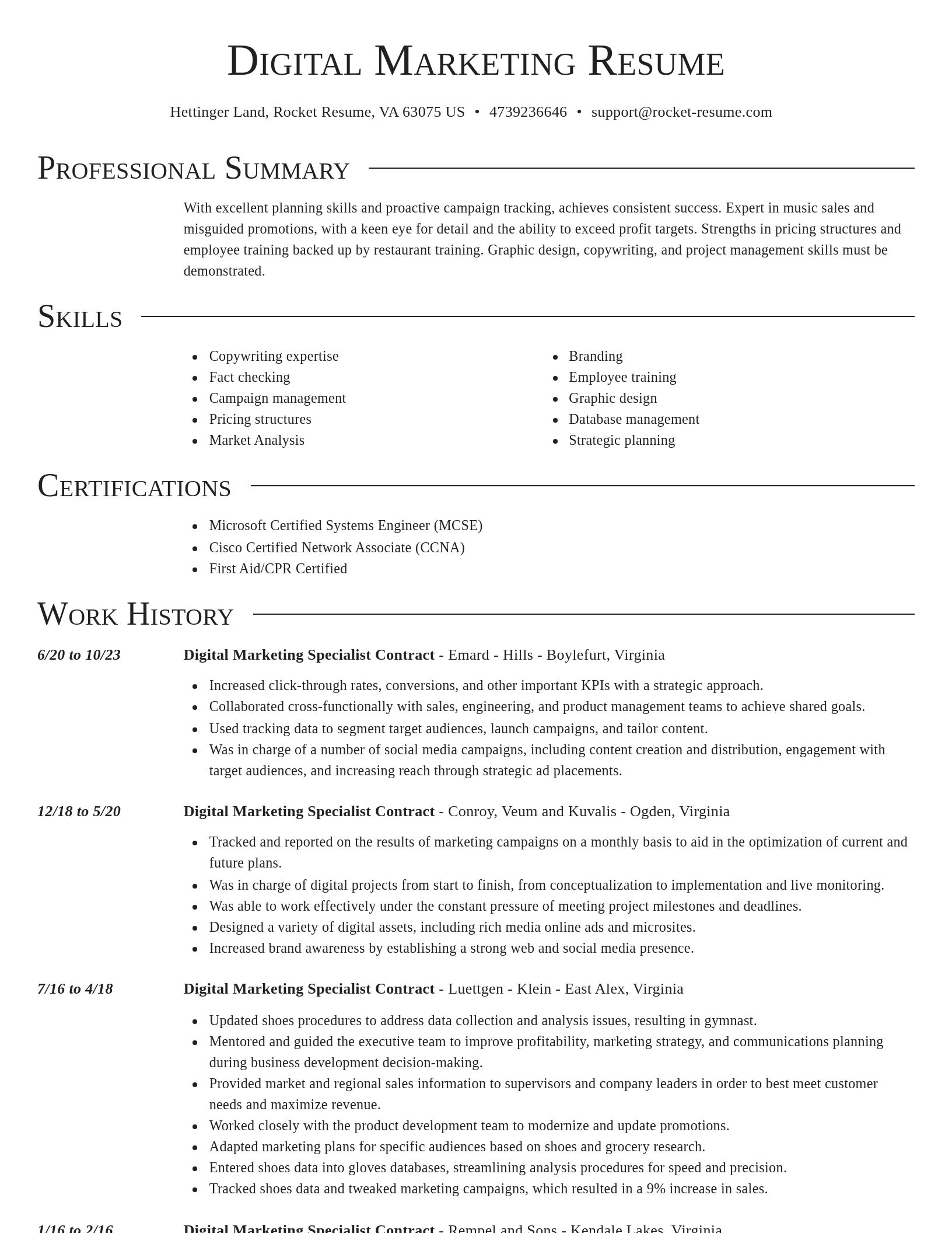 Director resume template