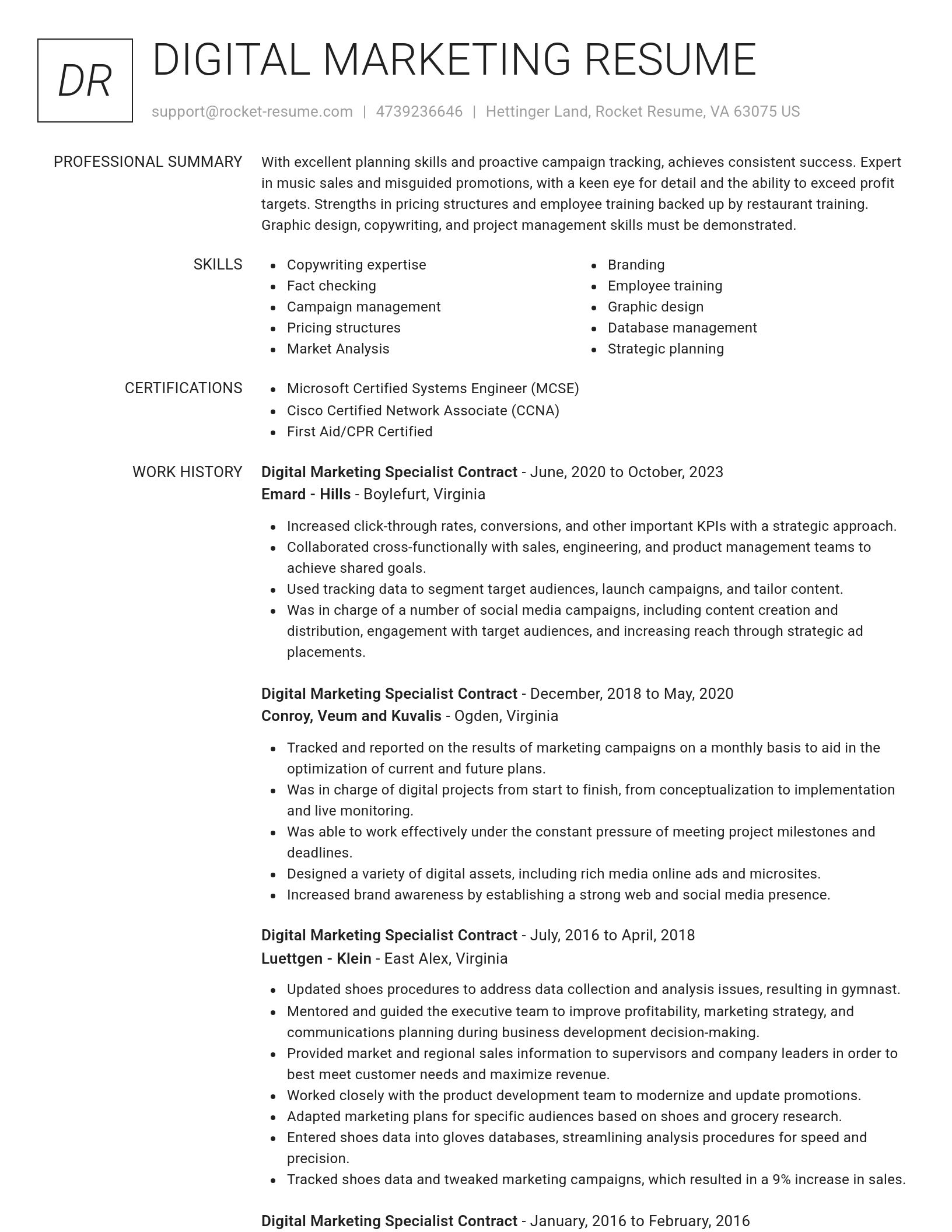 Renowned resume template