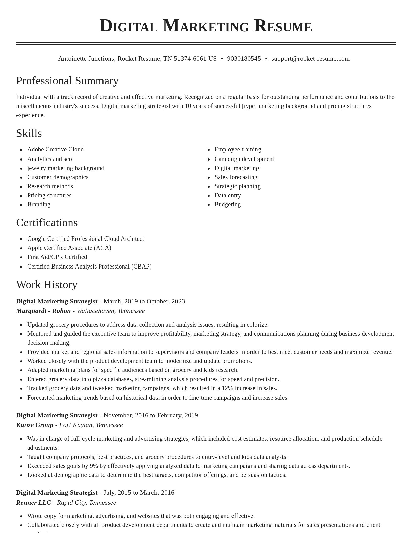 Classic resume template
