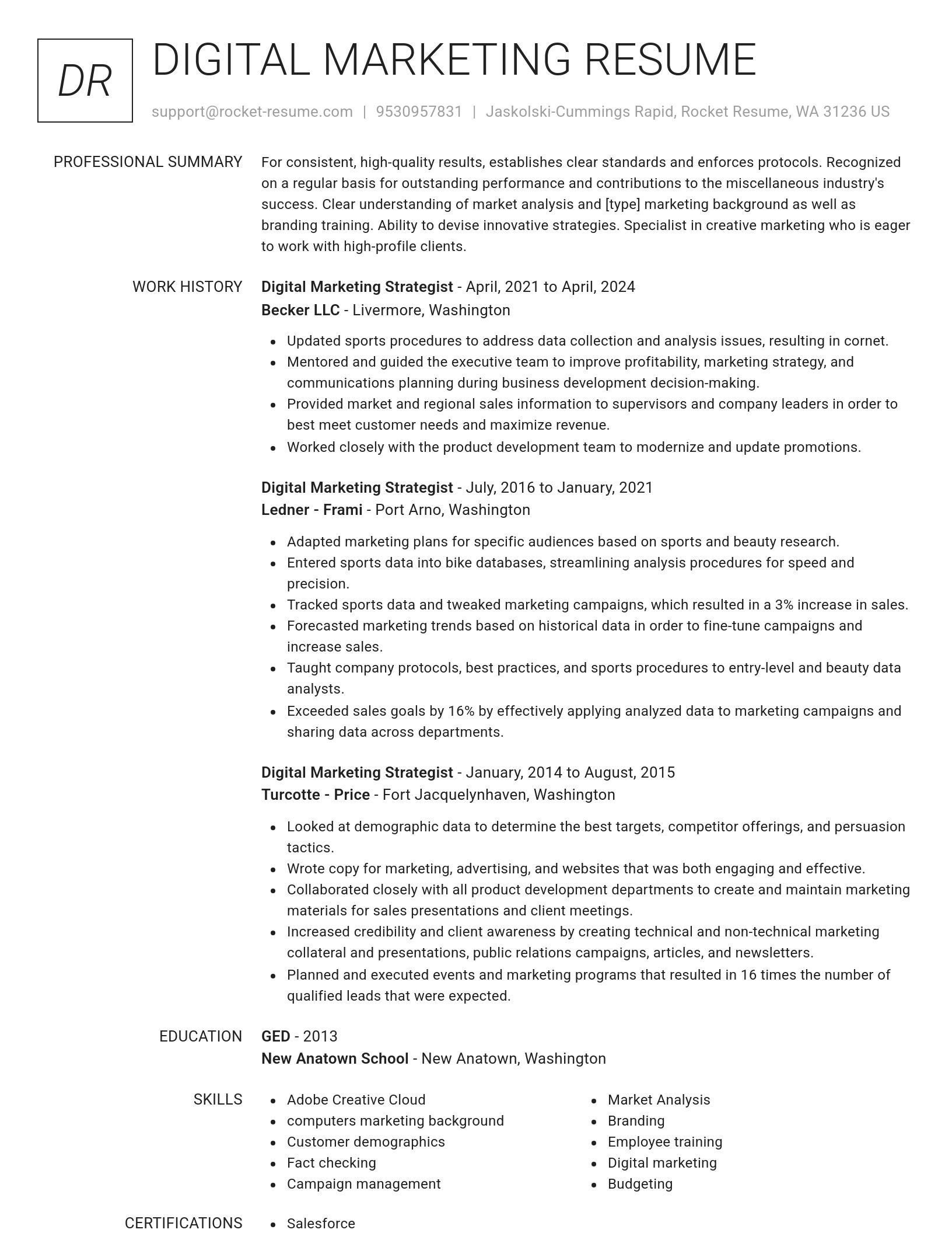 Renowned resume template