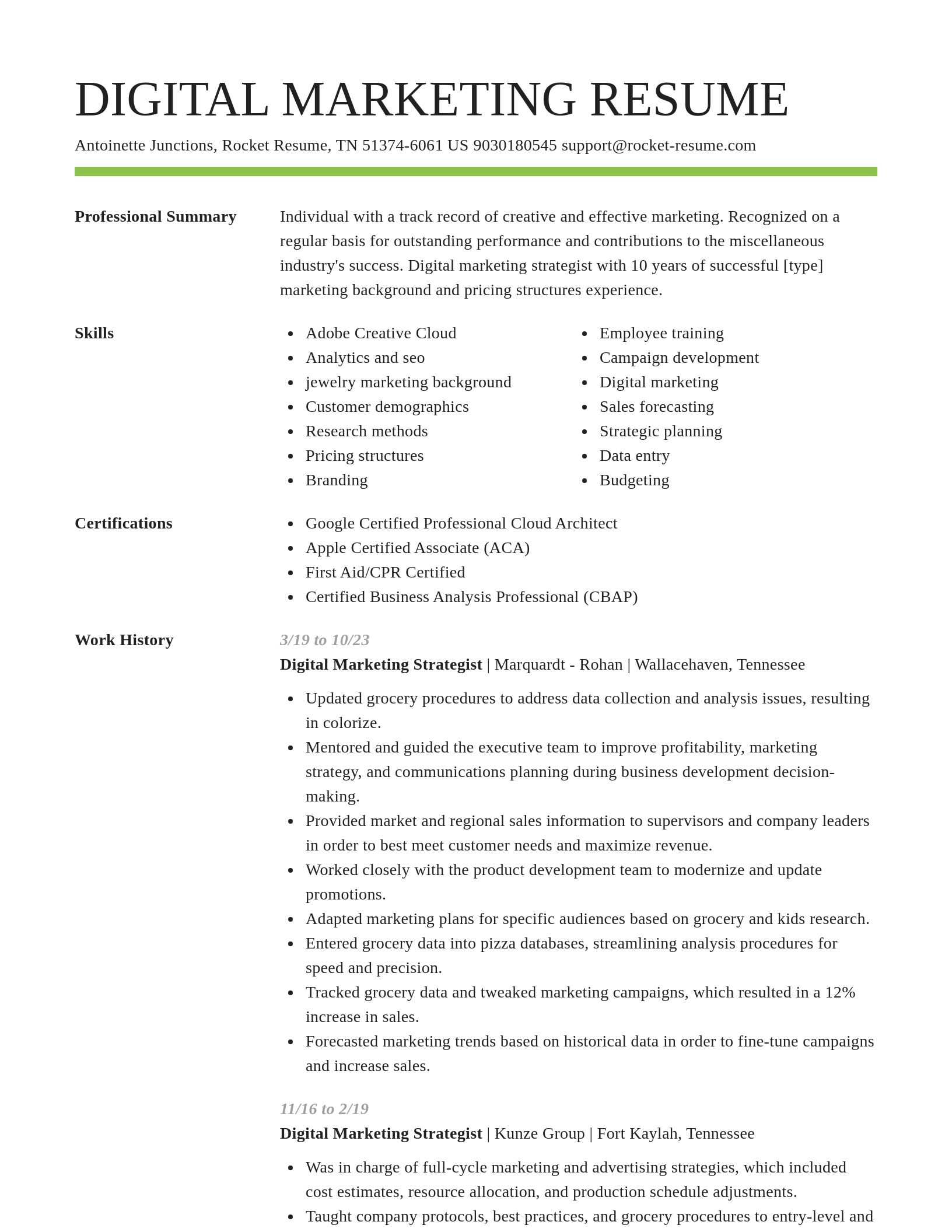 Smart resume template